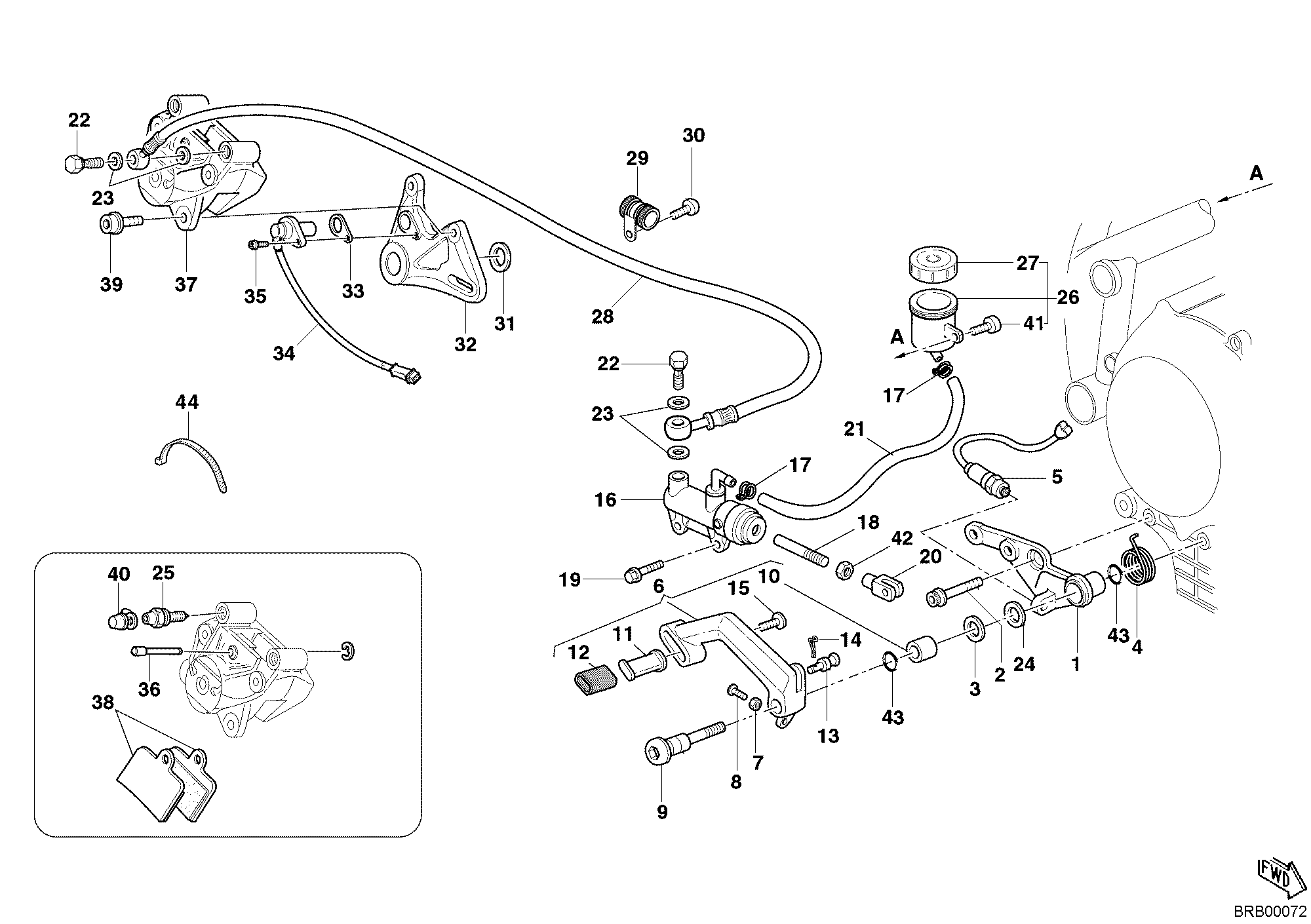 025 SYSTEME DE FREIN ARRIERE POUR SUPERBIKE 999 S 2003