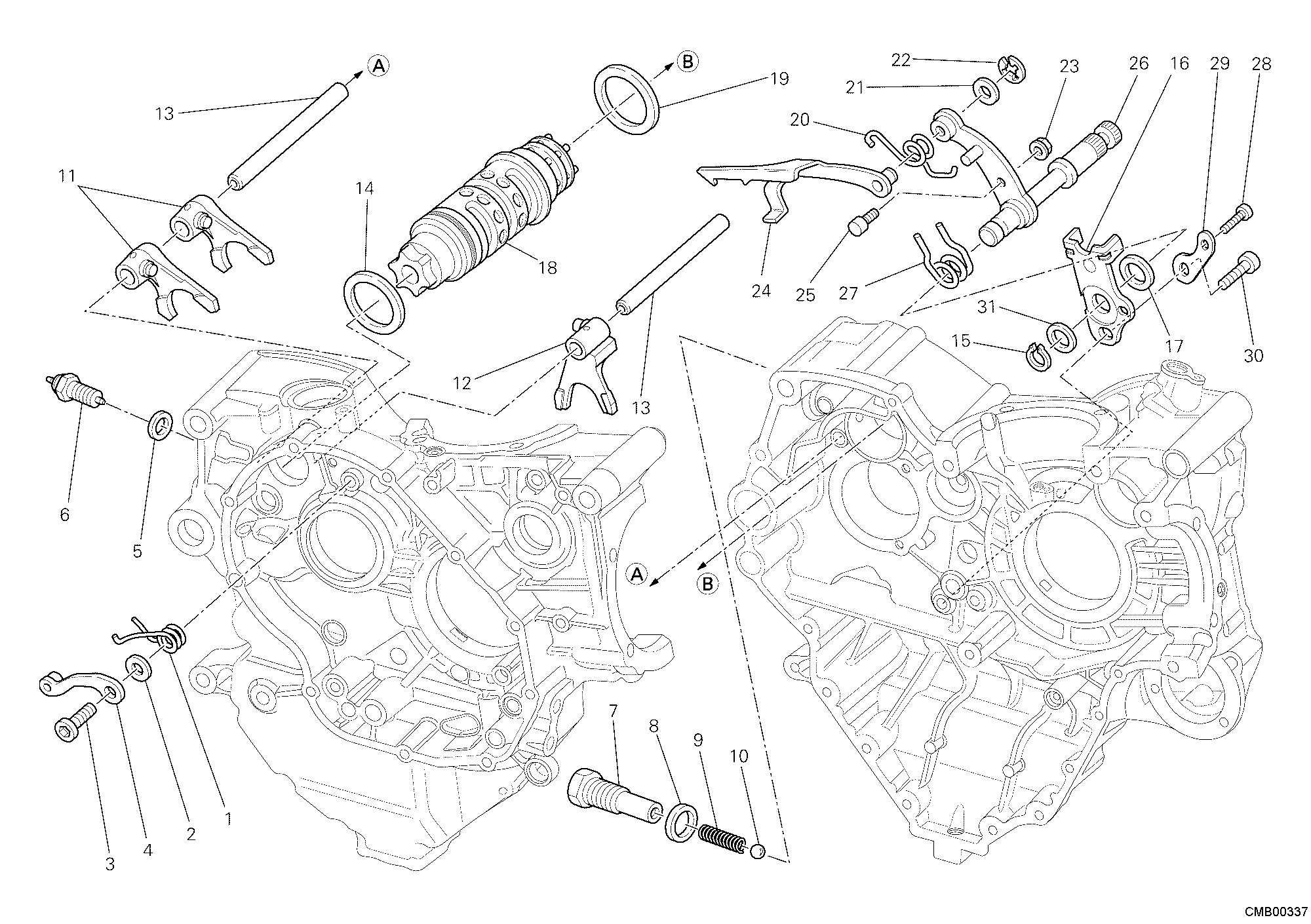 002 TAMBOUR CHANGEMENT VITESSE FOURCHETTE POUR SUPERBIKE 848 EVO 2011