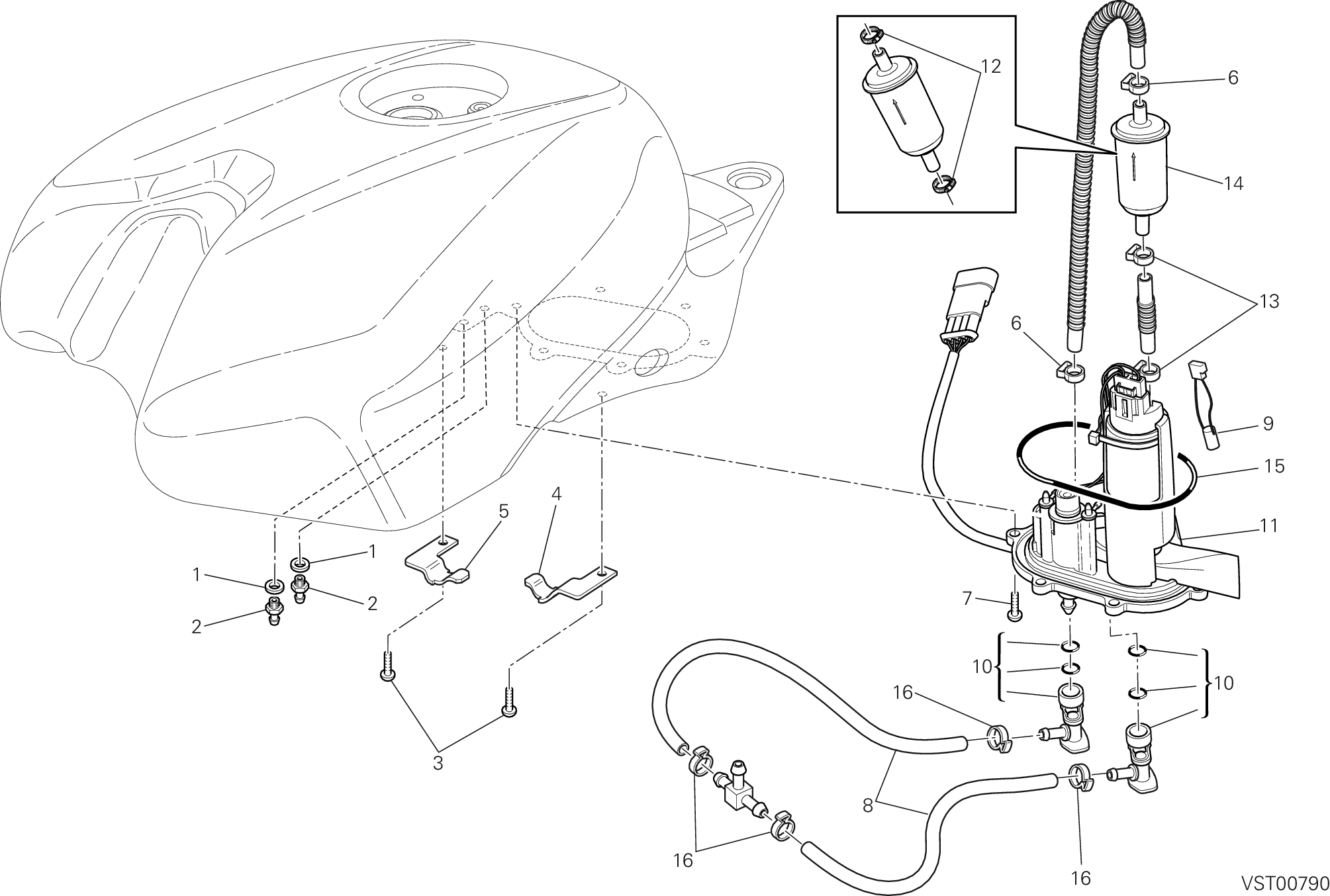 32A POMPE A CARBURANT POUR SUPERBIKE 848 EVO 2013