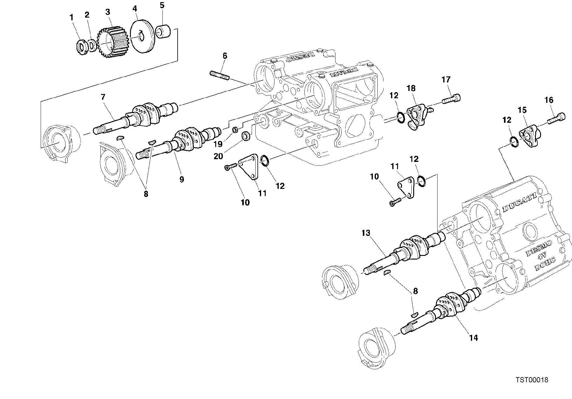 014 ARBRE A CAMES POUR SUPERBIKE 748 S 2000