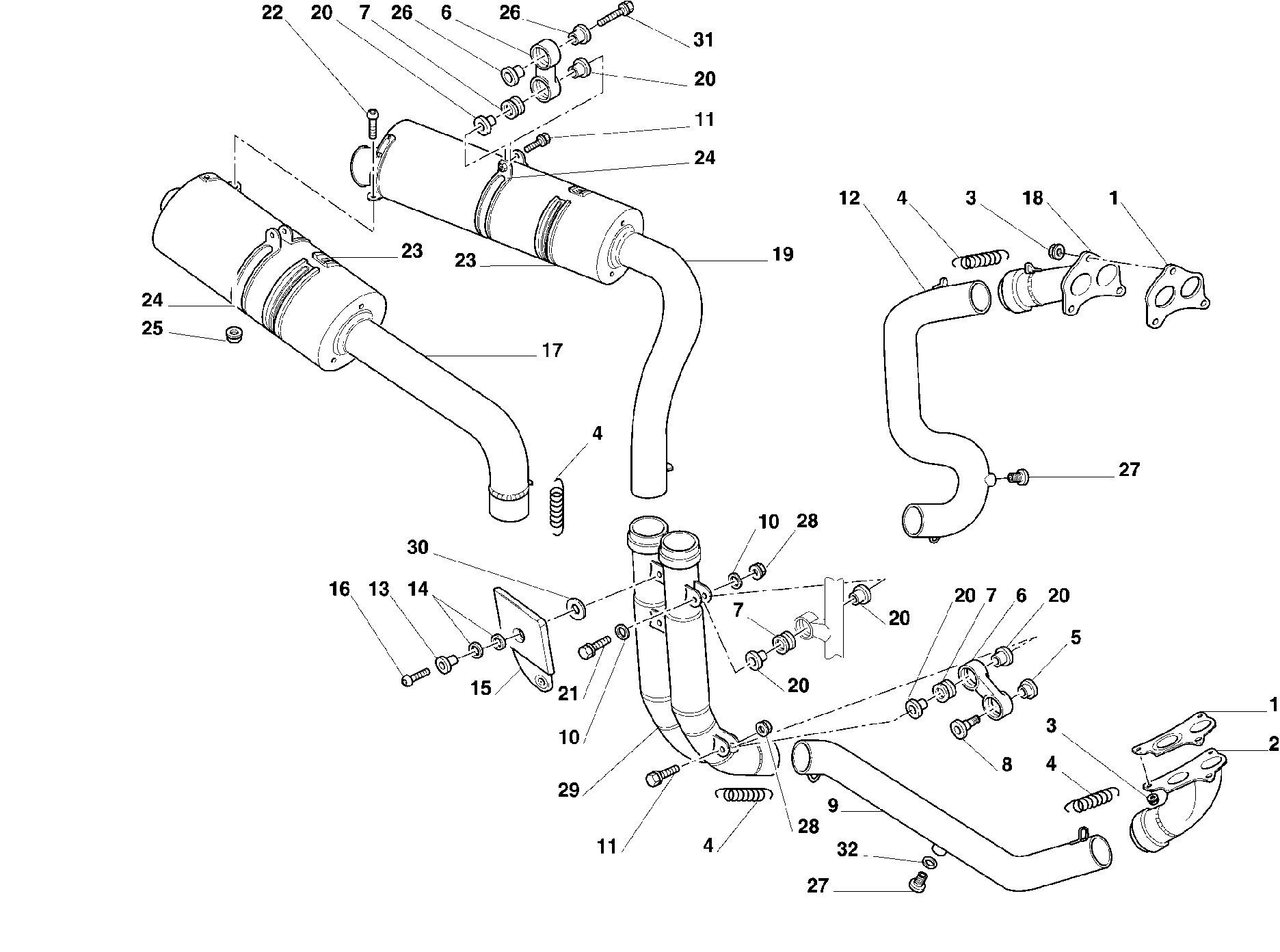 019 ECHAPPEMENT POUR SUPERBIKE 996 2000