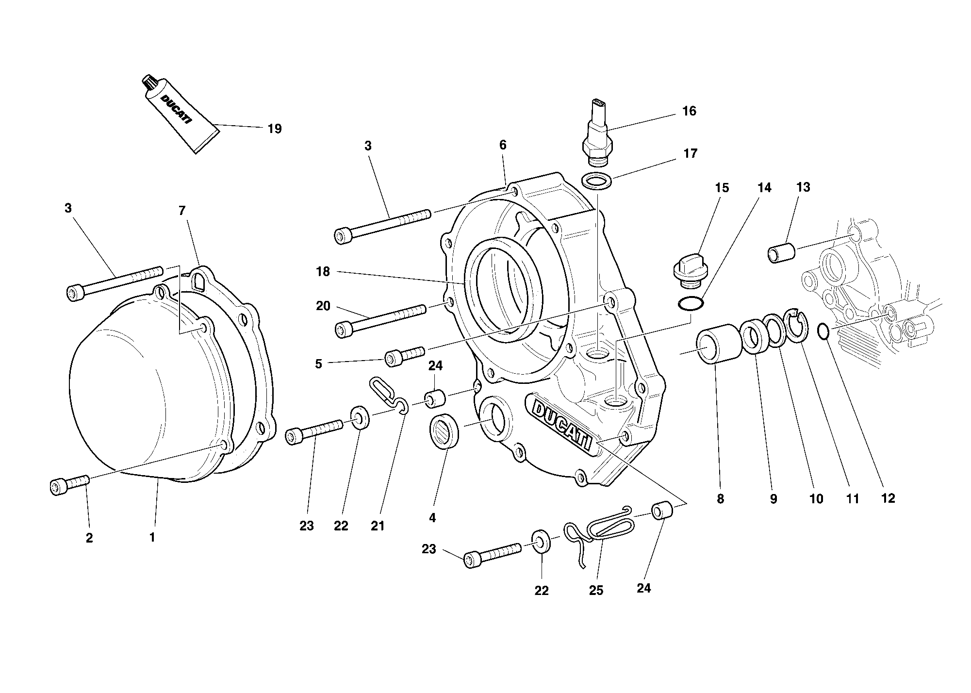 005 COUVERCLE EMBRAYAGE POUR SUPERBIKE 748 R SINGLE SEAT 2000
