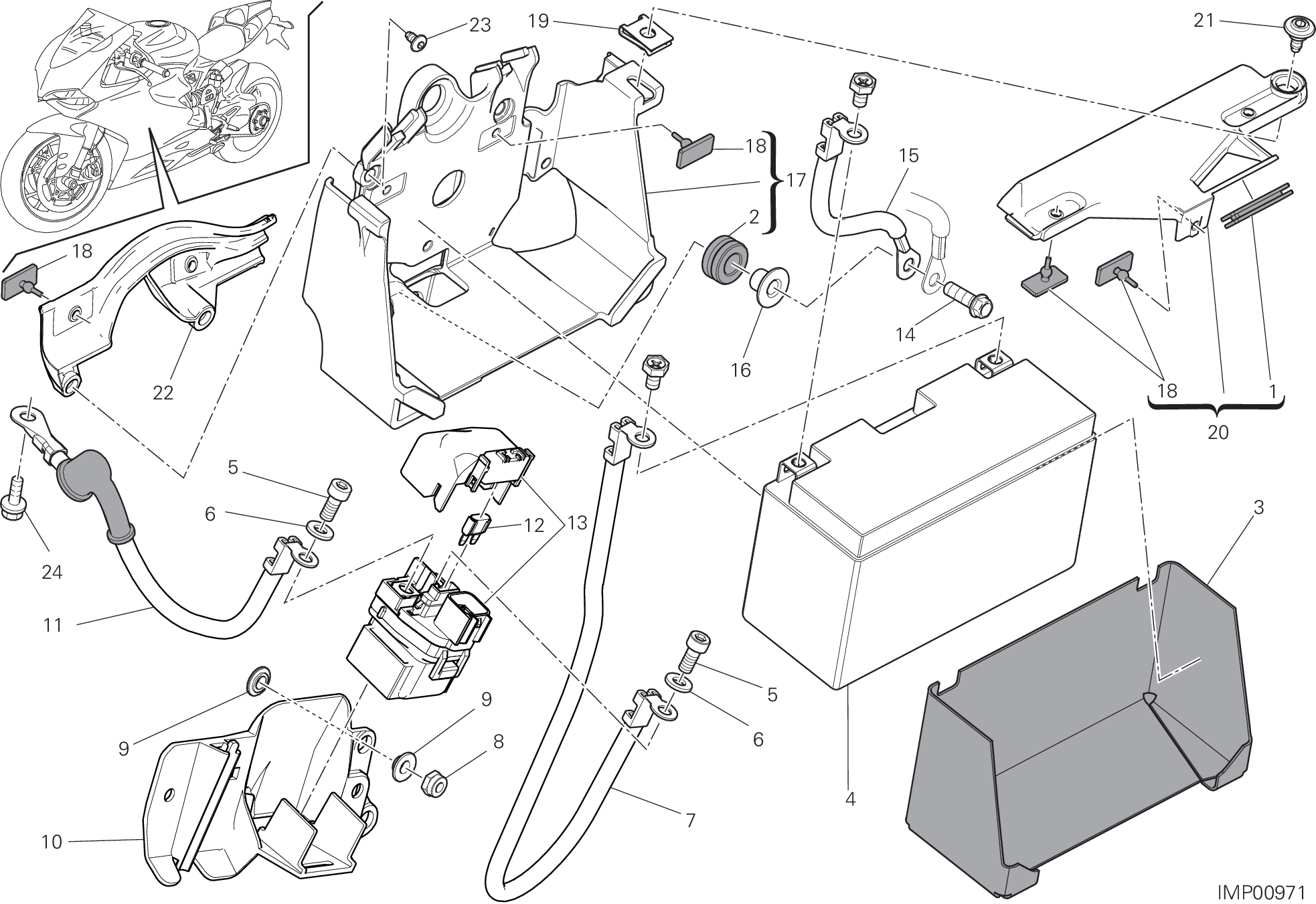 18A SUPPORT BATTERIE POUR SUPERBIKE PANIGALE R 2015
