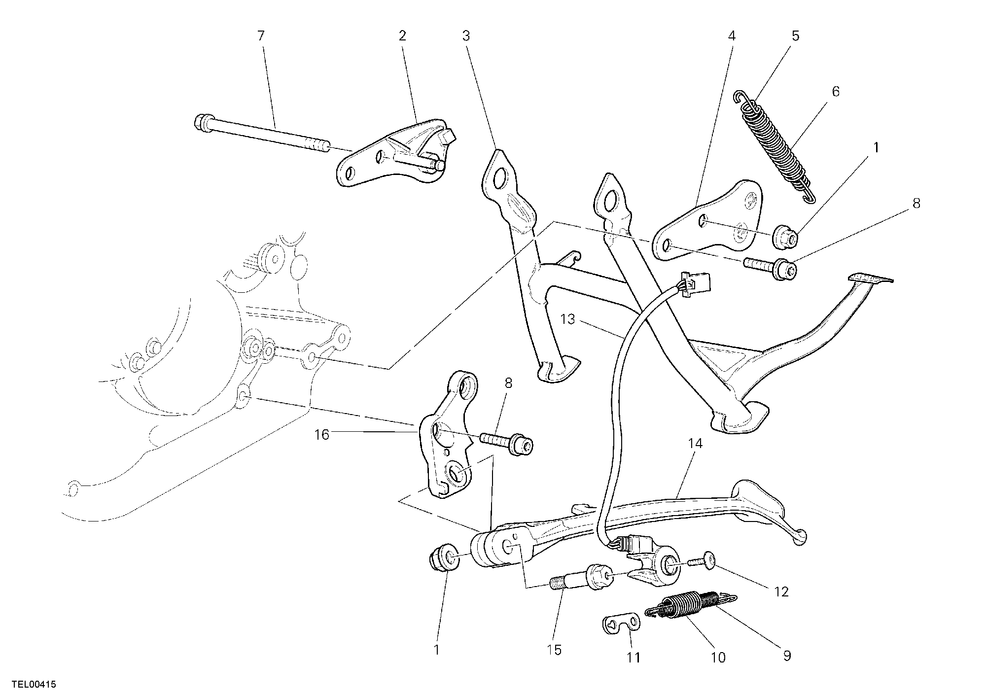 018 BEQUILLE LATERALE POUR SPORT TOURING ST3 2006