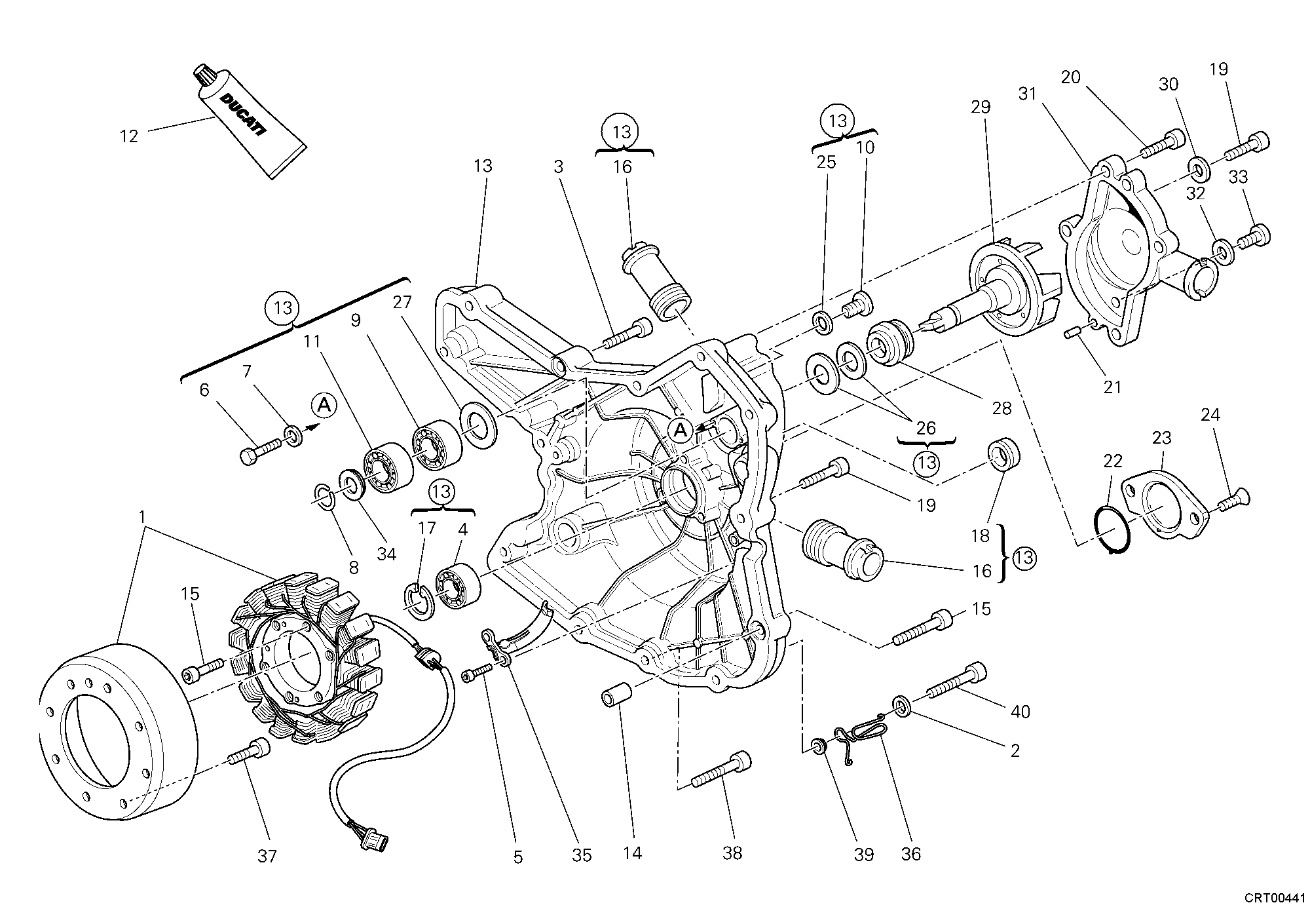 011 COUVERCLE GENERATEUR POMPE EAU POUR SUPERBIKE 1098 R 2008