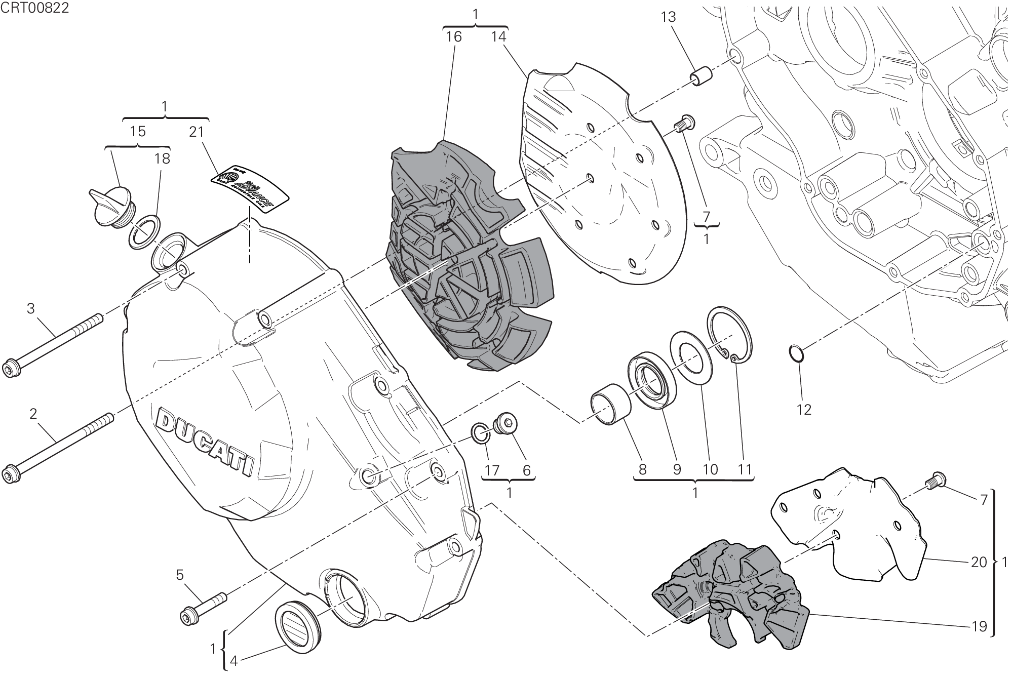 005 COUVERCLE EMBRAYAGE POUR MONSTER 1200 2019