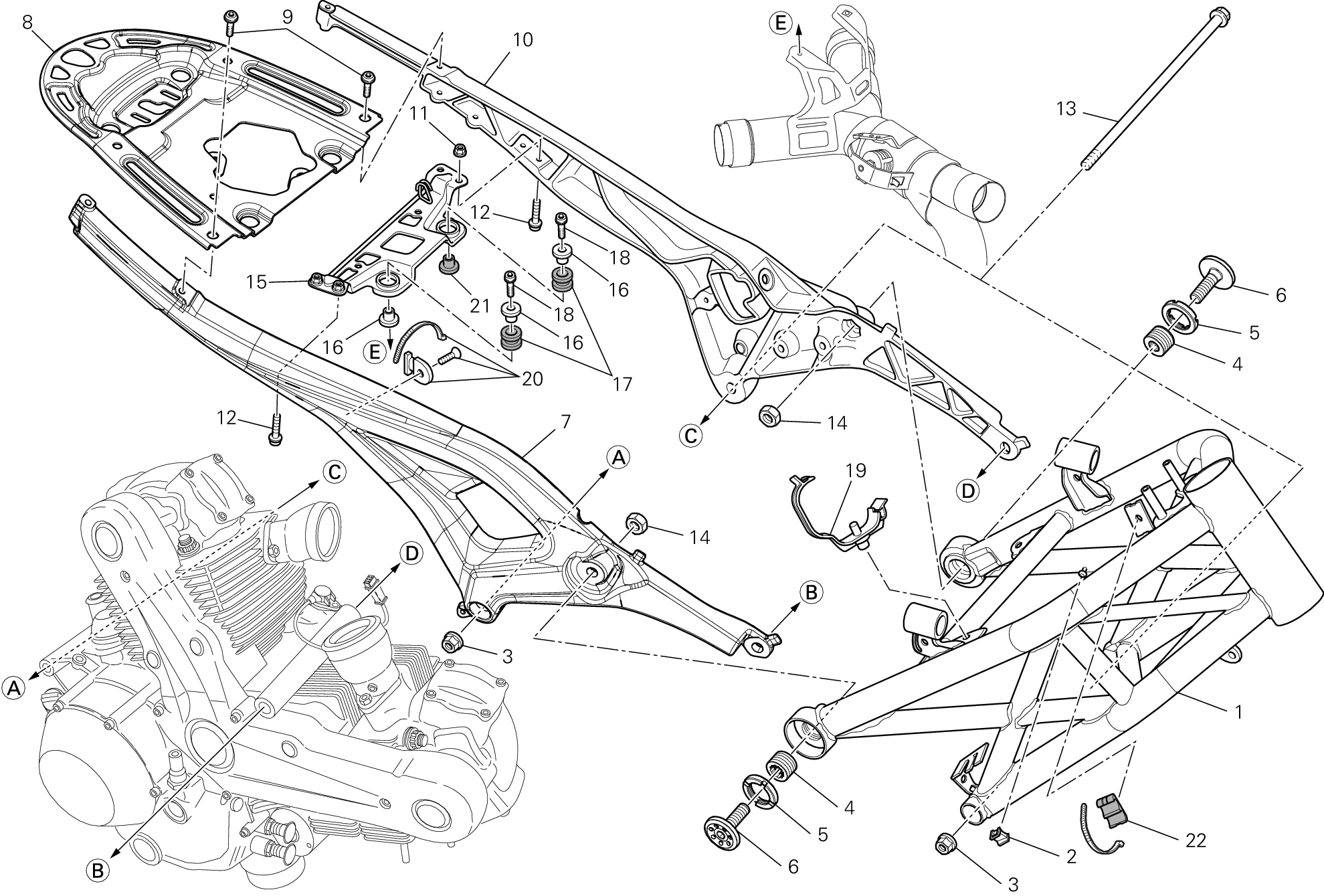 030 CADRE POUR MONSTER 796 ABS 2013