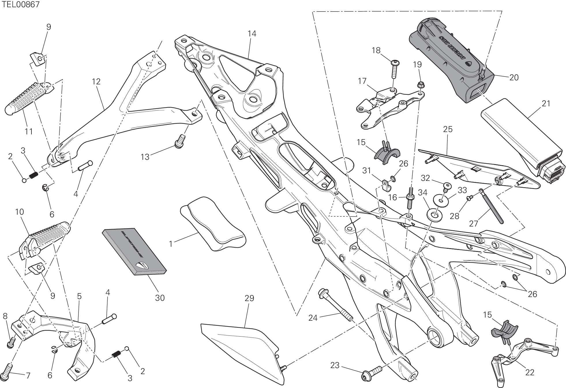 027 BRIDE ARRIERE POUR SUPERBIKE 1299S ABS 2015
