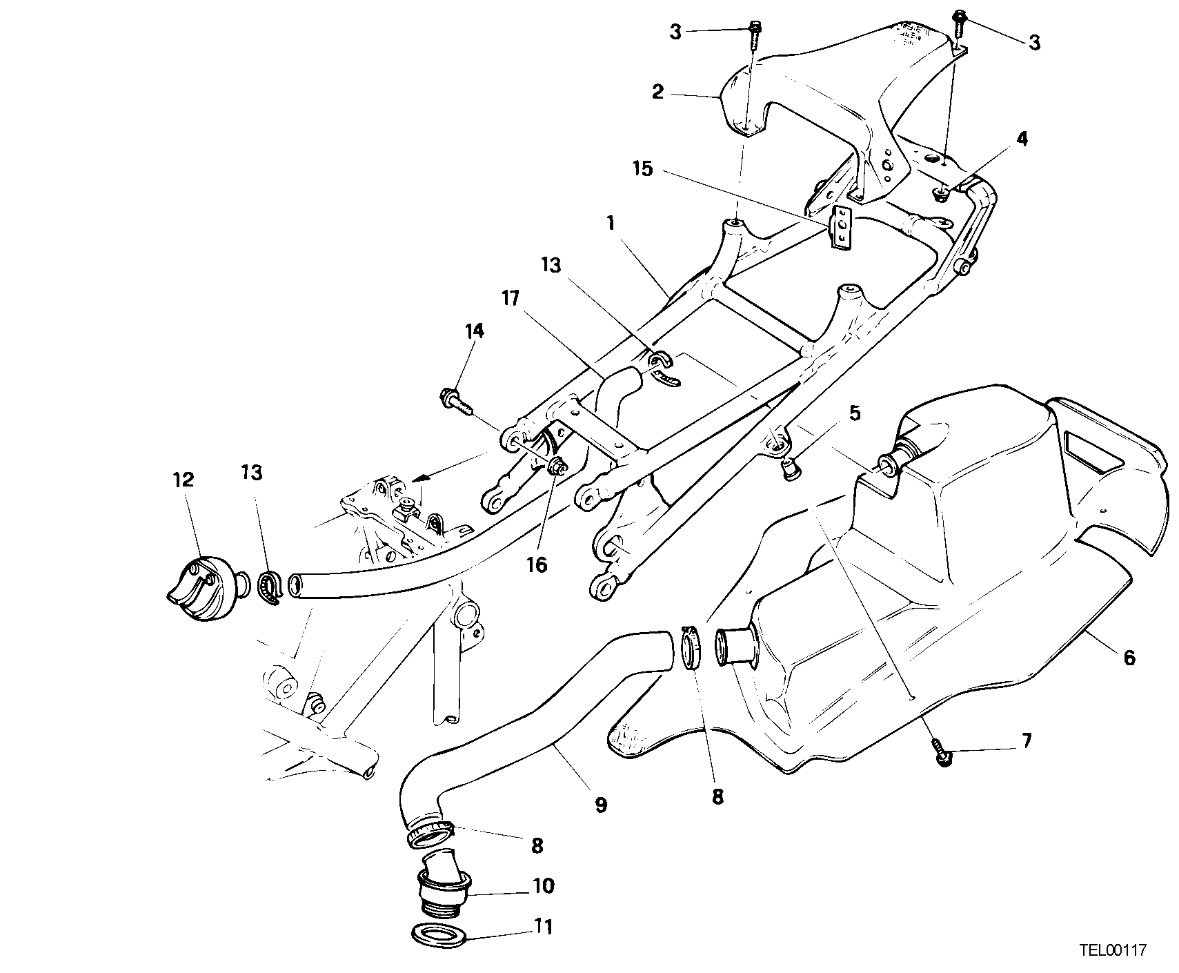 029 CADRE ARRIERE POUR SUPERBIKE 996 RS 2001