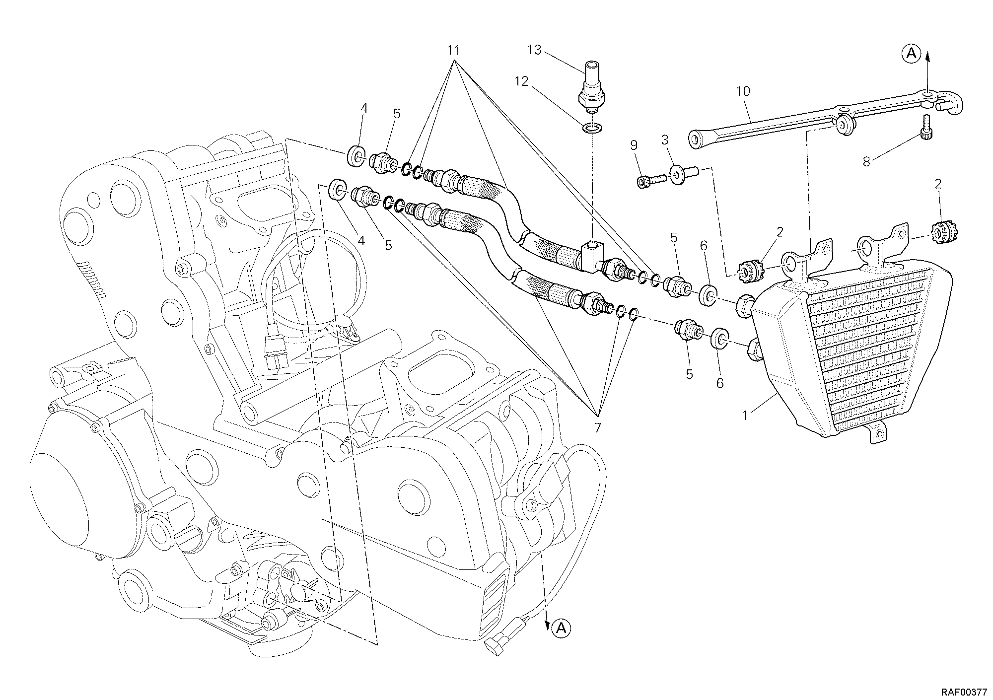 016 RADIATEUR A HUILE POUR SUPERBIKE 1198 2010