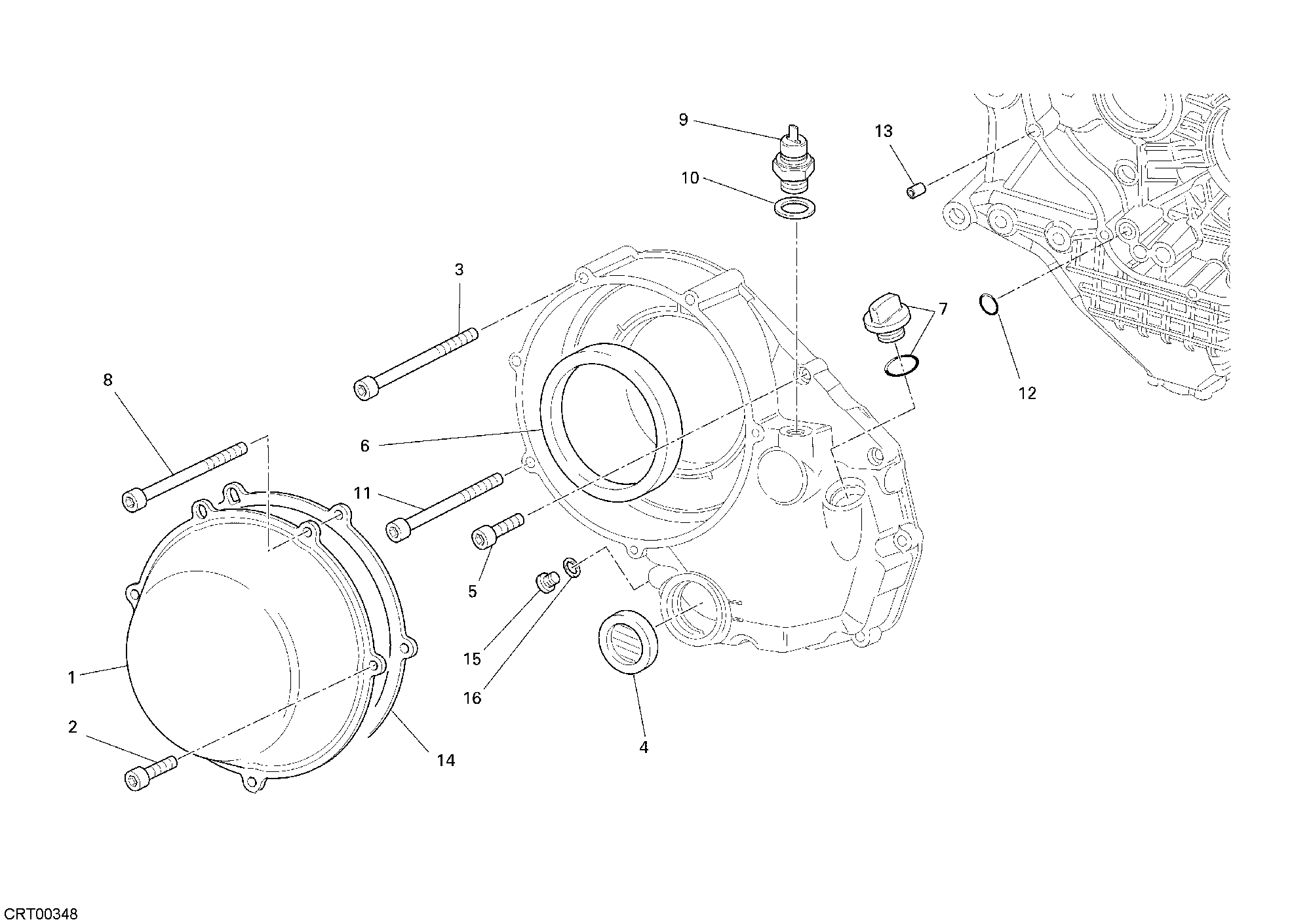005 COUVERCLE EMBRAYAGE EXTERIEUR POUR SUPERBIKE 1098 S TRICOLORE 2007