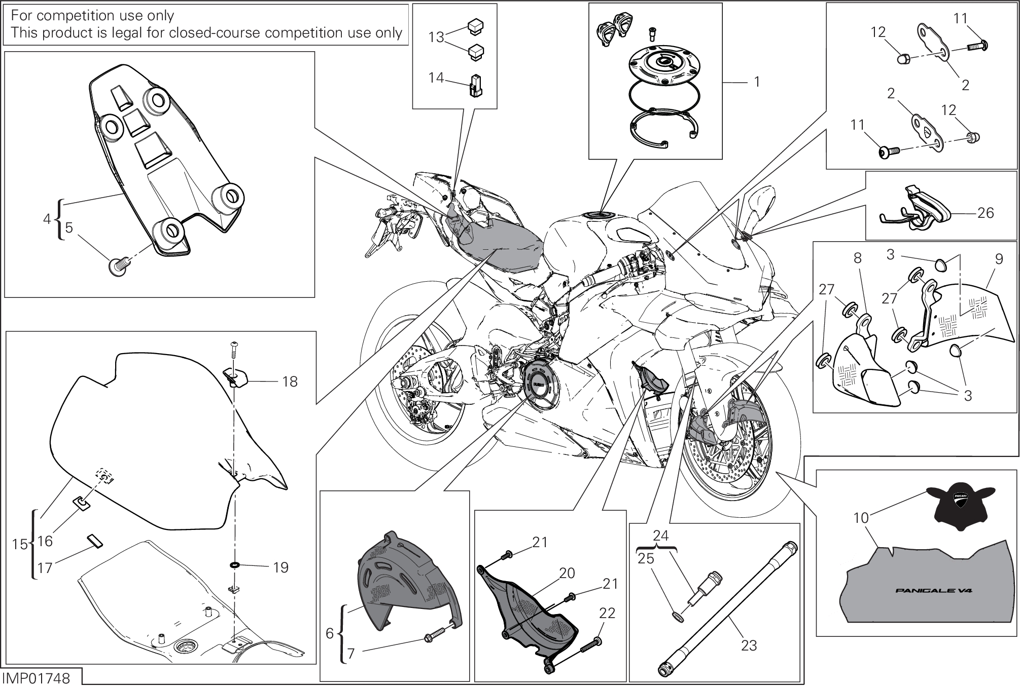 39A ACCESSOIRES POUR SUPERBIKE PANIGALE V4 TRICOLORE 2025
