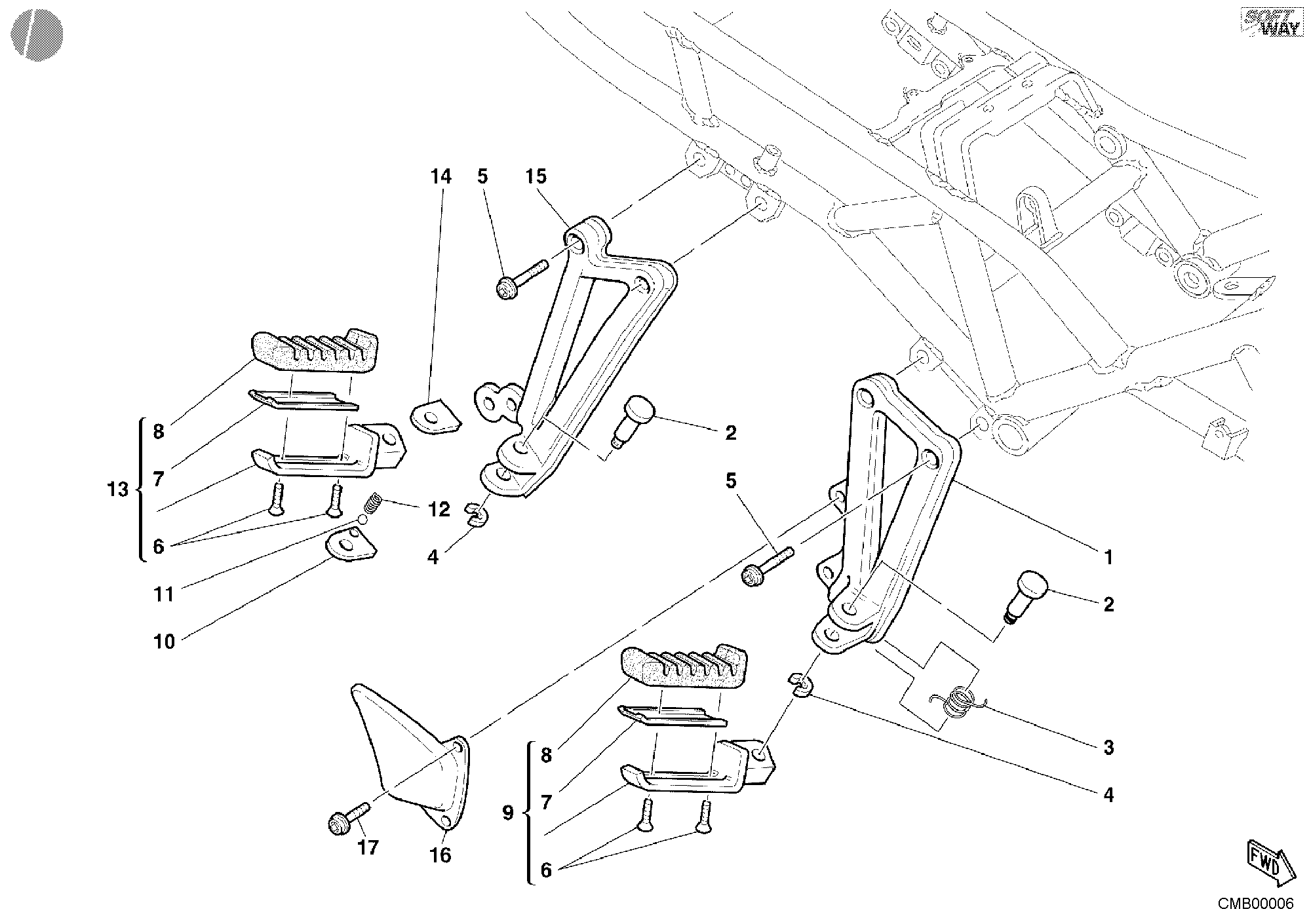 021 REPOSE PIEDS DROIT POUR SPORT TOURING ST4 S 2001