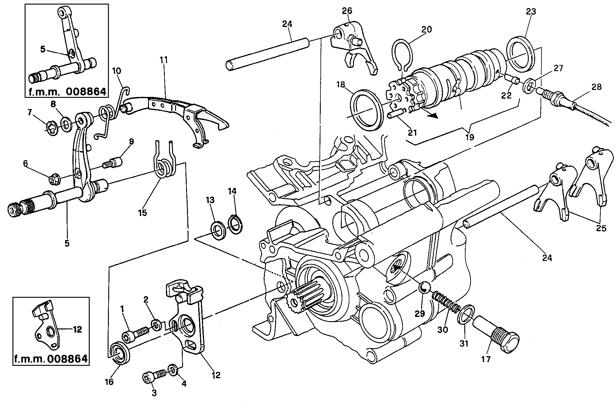 002 ARBRE SELECTEUR DE VITESSES POUR SUPERSPORT 750 SS 1992