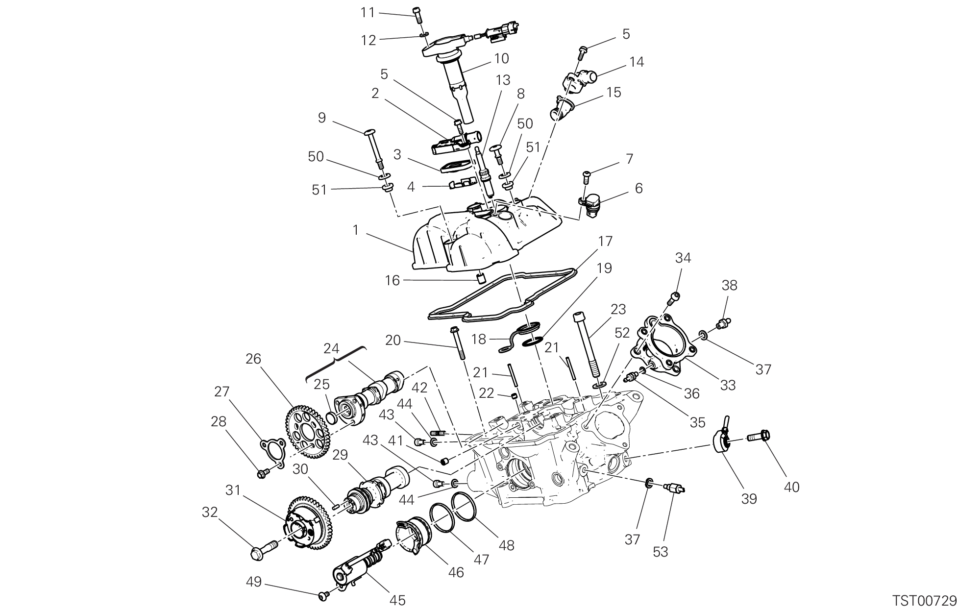 13A CULASSE VERTICALE DISTRIBUTION POUR MULTISTRADA V2 2025
