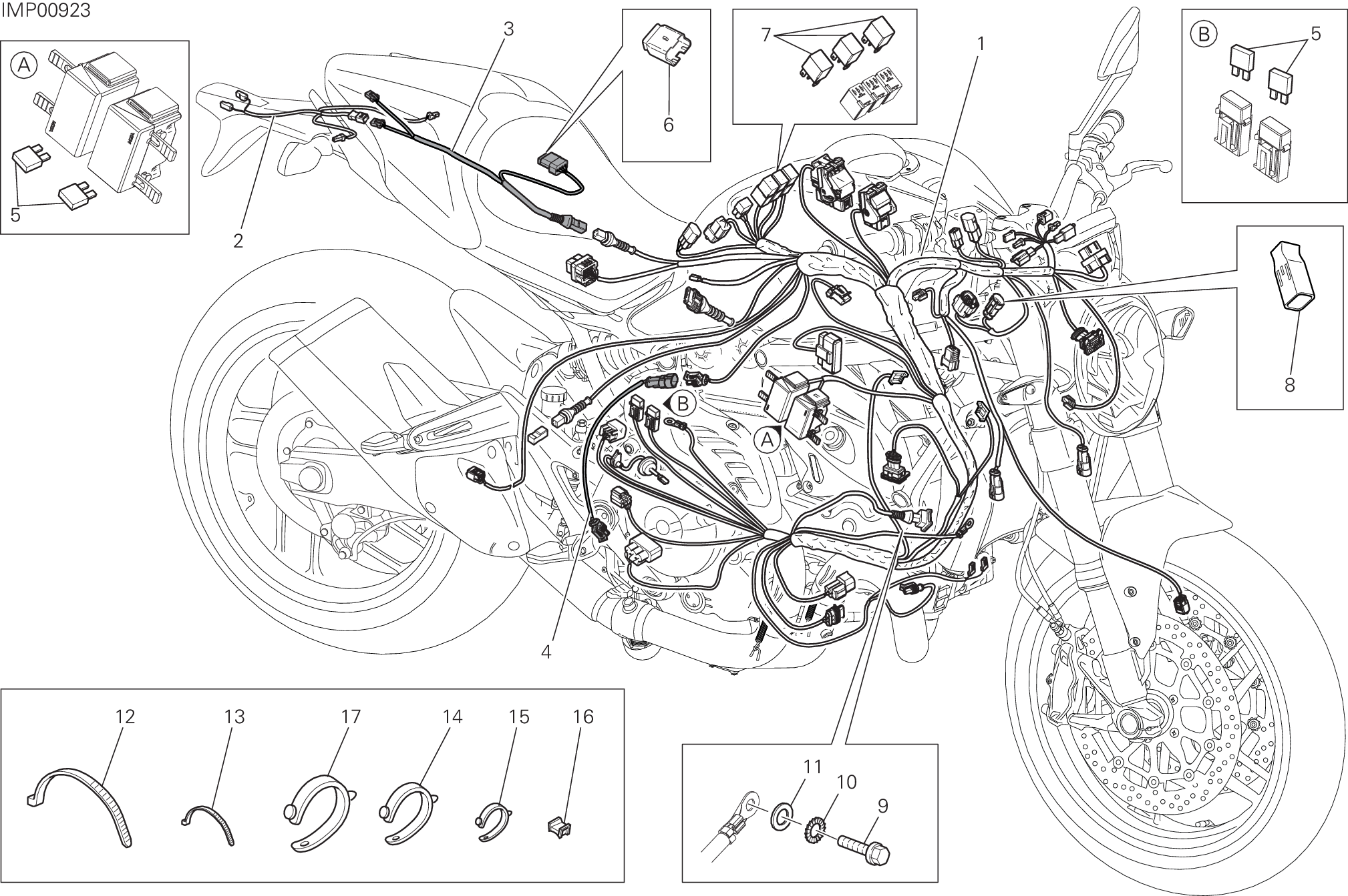 18B FAISCEAU DE FILS POUR MONSTER 821 STRIPES 2016