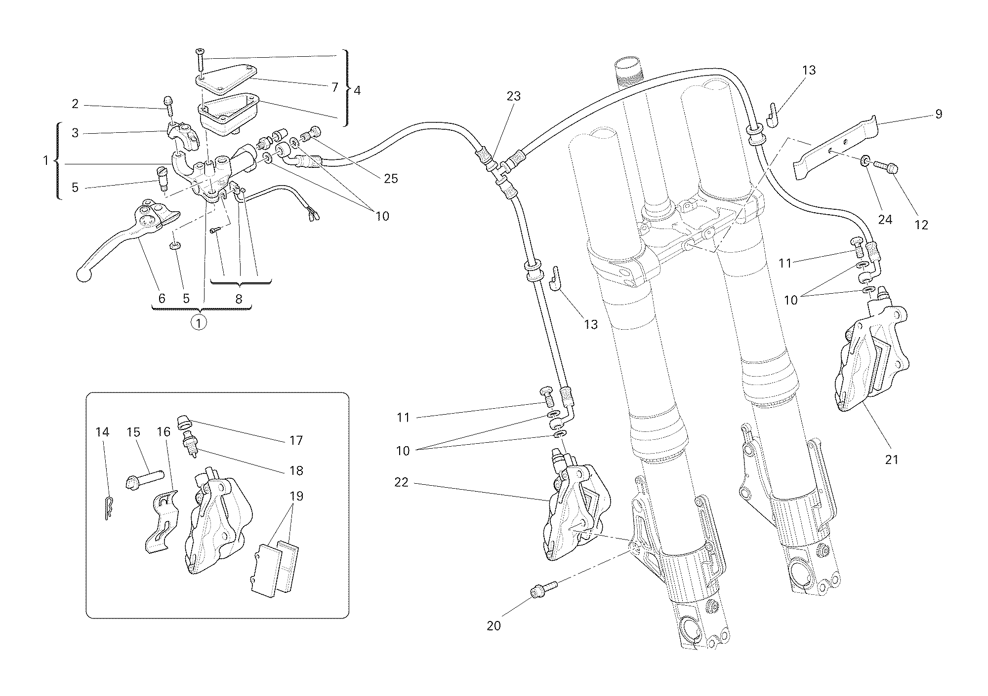 028 SYSTEME DE FREIN AVANT POUR MULTISTRADA 1100 S 2009