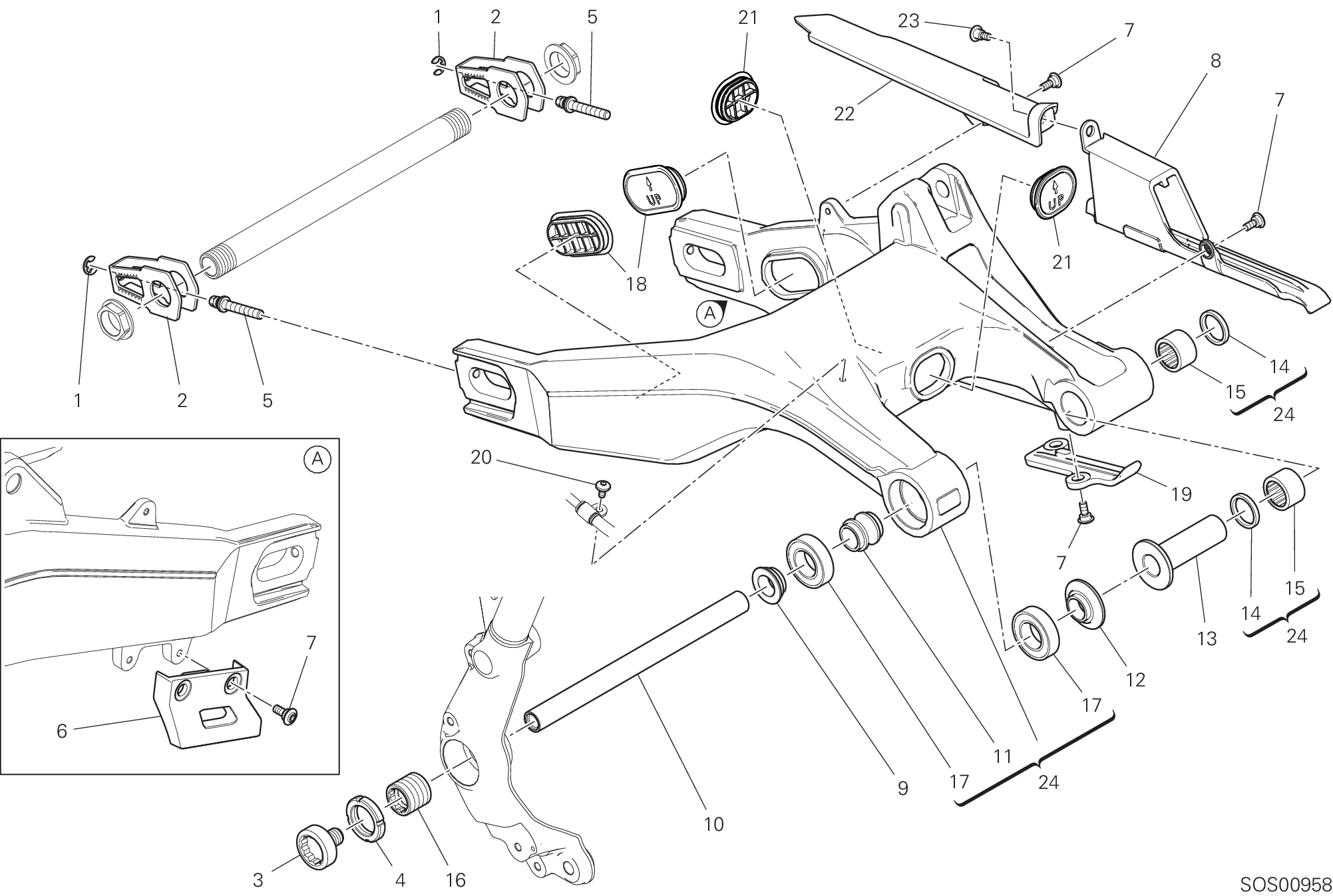 19A BRAS OSCILLANT ARRIERE POUR SCRAMBLER DESERT SLED 2020