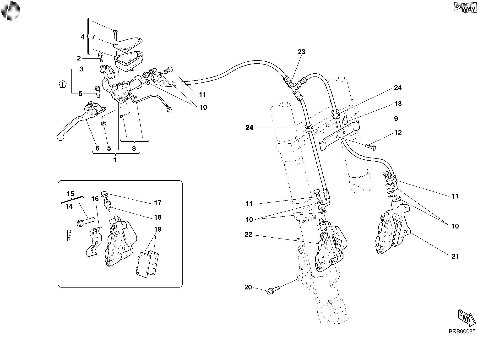 028 SYSTEME DE FREIN AVANT POUR MULTISTRADA 1000 2003