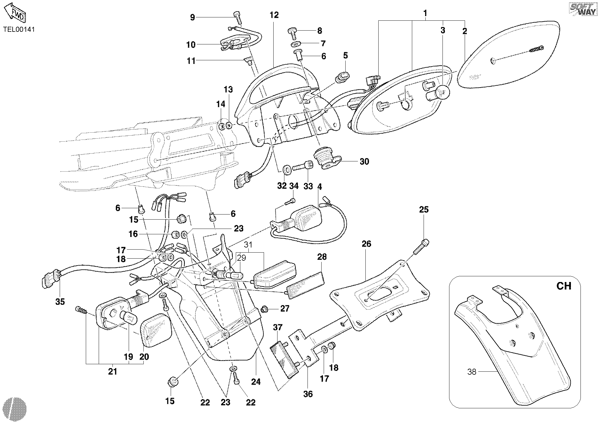 035 FEU ARRIERE POUR SUPERSPORT 750 S 2002