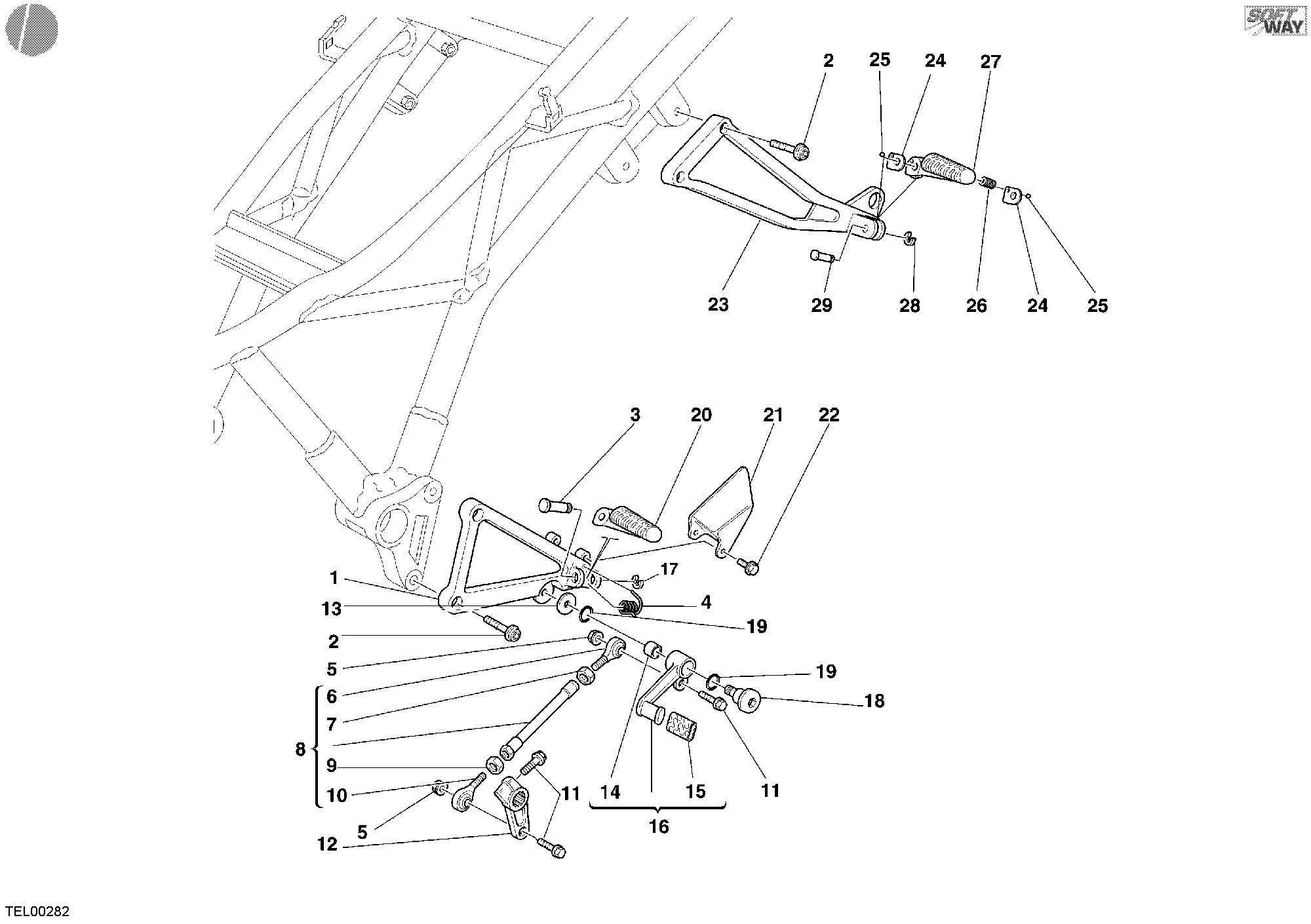 020 REPOSE PIED GAUCHE POUR SUPERSPORT 800 SS 2005