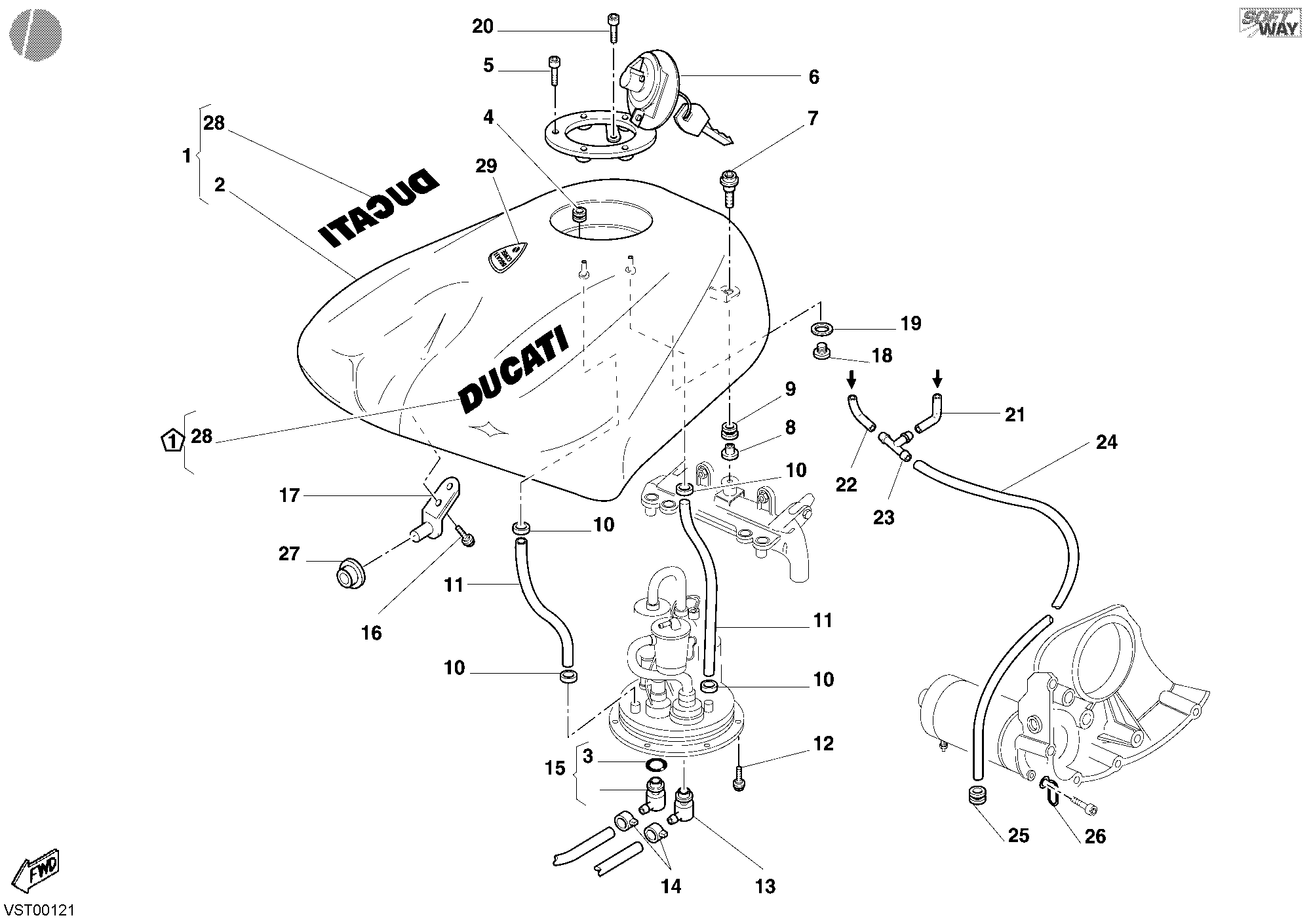 034 RESERVOIR CARBURANT POUR SUPERBIKE 748 R SINGLE SEAT 2001