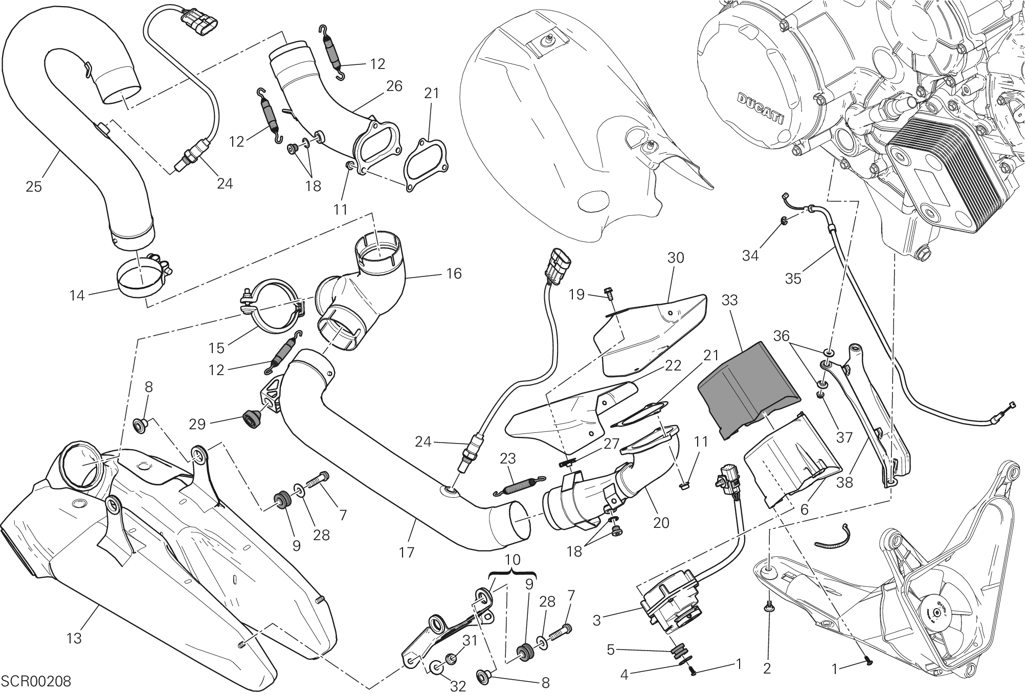 019 ECHAPPEMENT POUR SUPERBIKE 1199 PANIGALE SUPERLEGGERA 2014