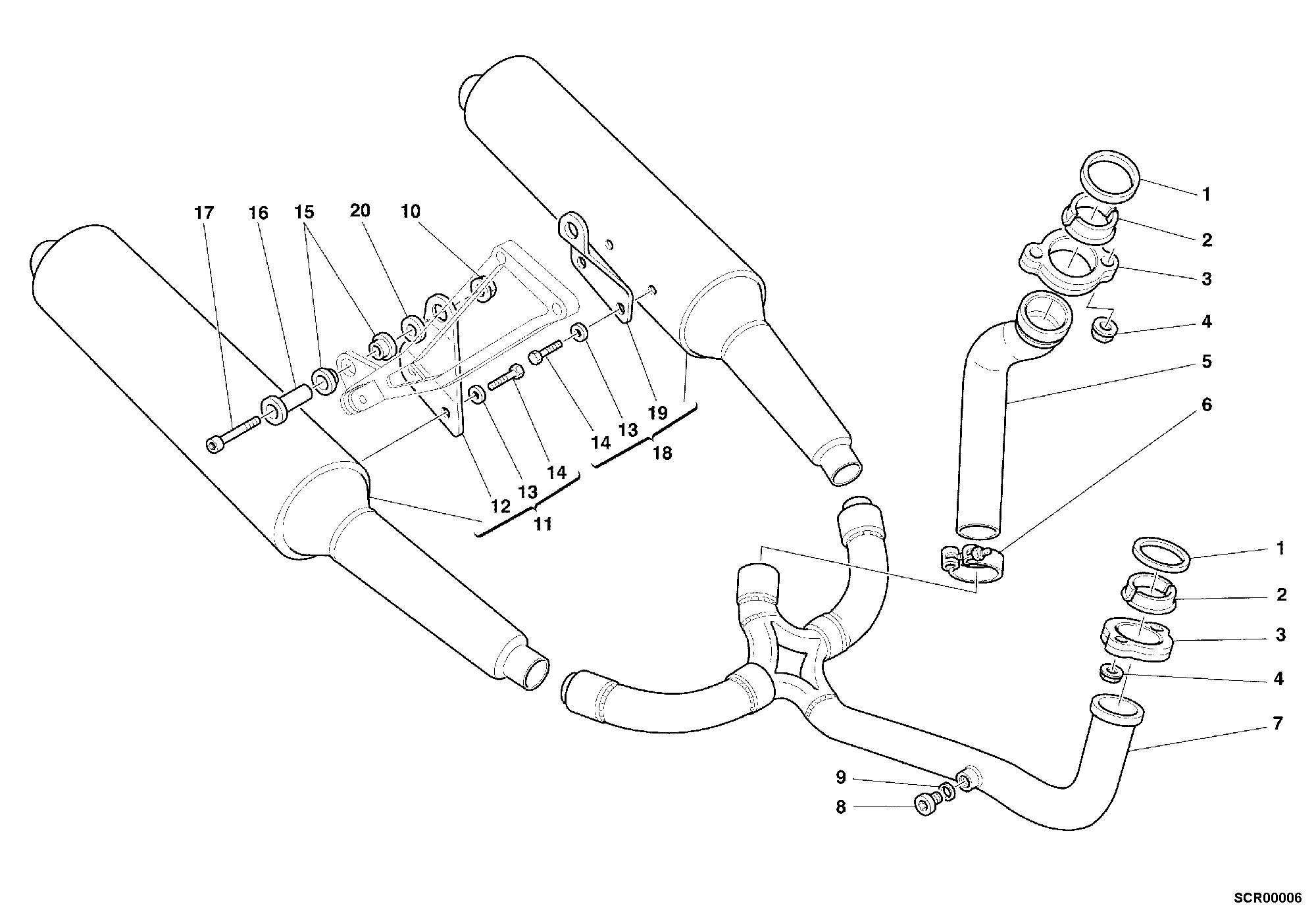 017 ECHAPPEMENT POUR SUPERSPORT 750 SS 2001