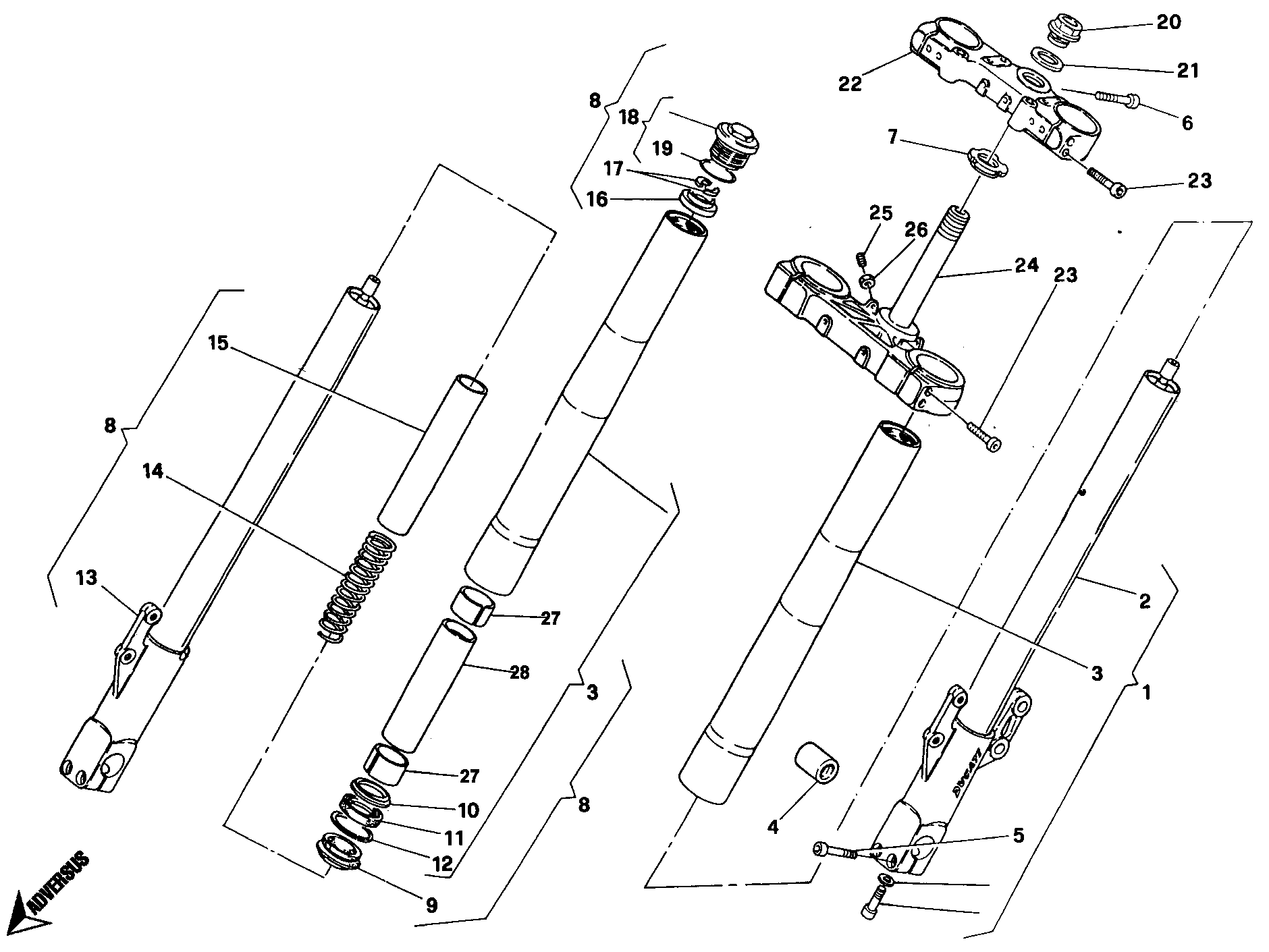 122 FOURCHE AVANT MARZOCCHI POUR MONSTER 750 1996