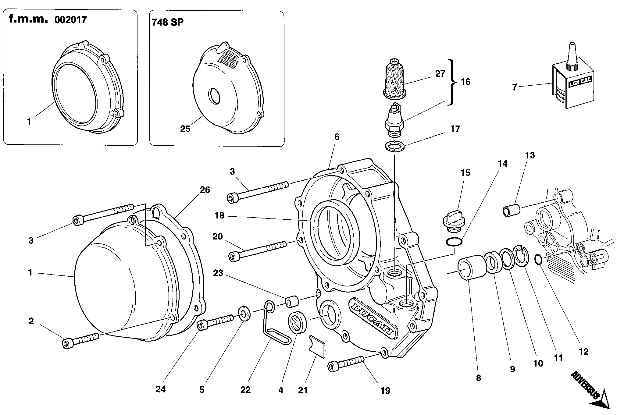 005 COUVERCLE EMBRAYAGE POUR SUPERBIKE 748 1995