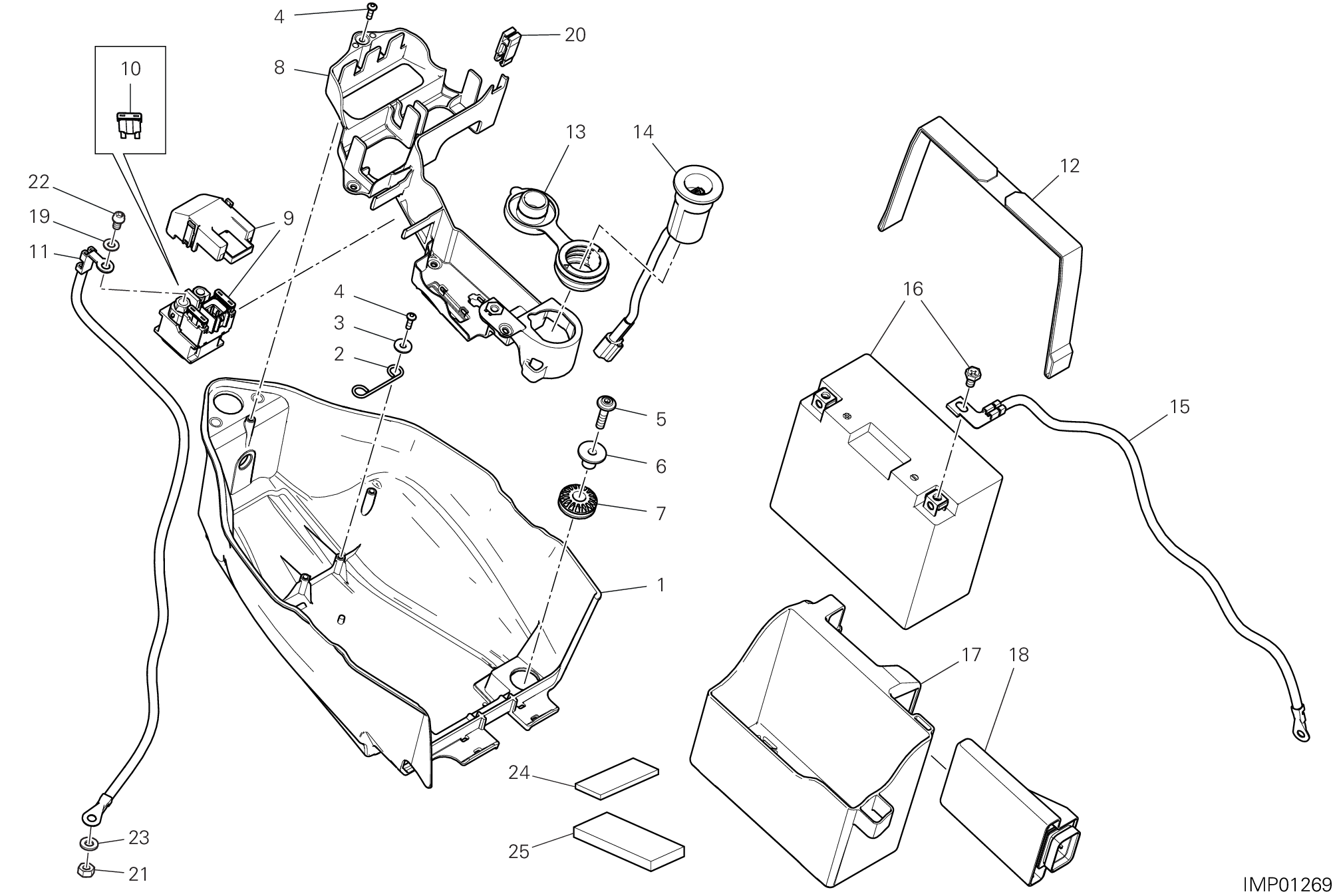 12B SUPPORT BATTERIE POUR HYPERMOTARD 950 2020