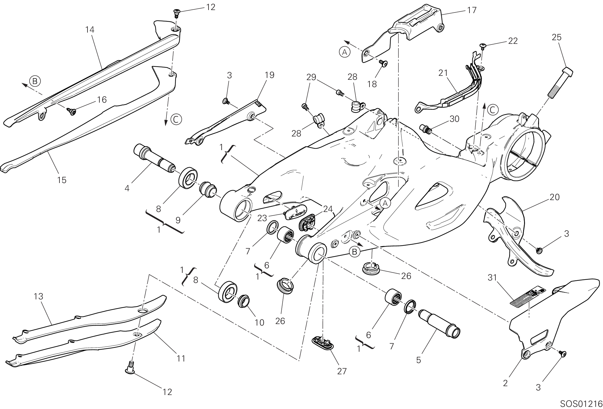 18A BRAS OSCILLANT ARRIERE POUR DIAVEL V4 2023