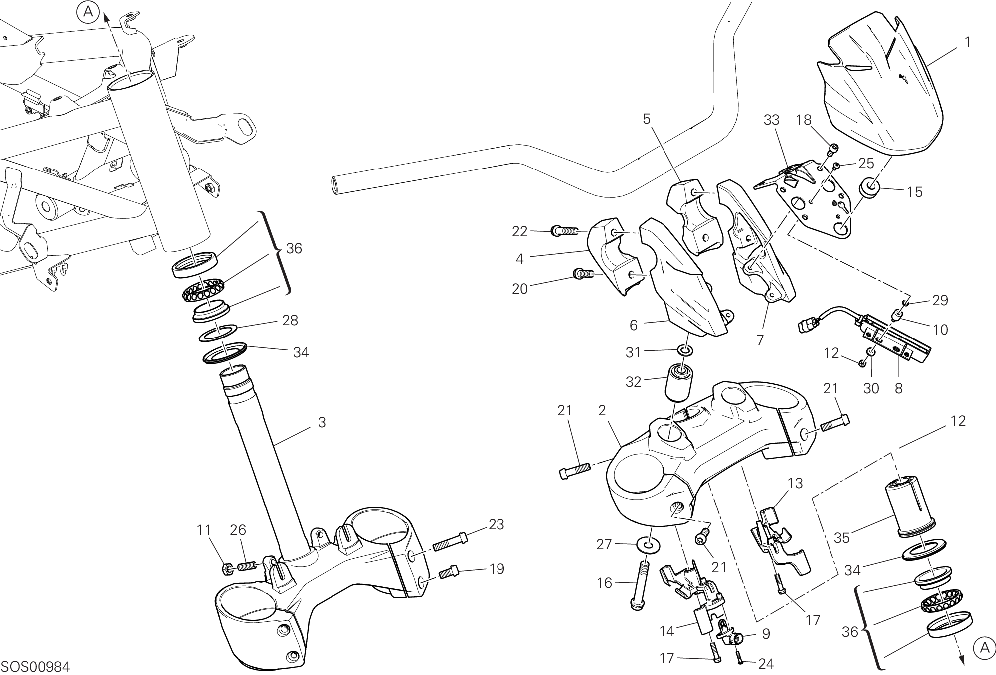 17A ENSEMBLE DIRECTION POUR DIAVEL 1260 2019