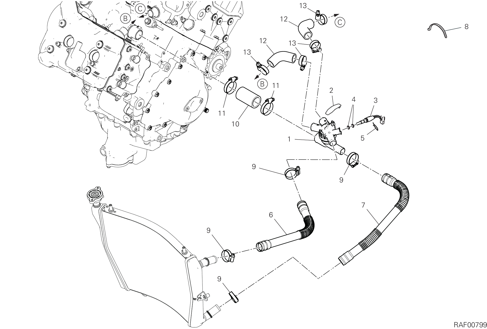 25C CIRCUIT DE REFROIDISSEMENT POUR SUPERBIKE PANIGALE V4 2025