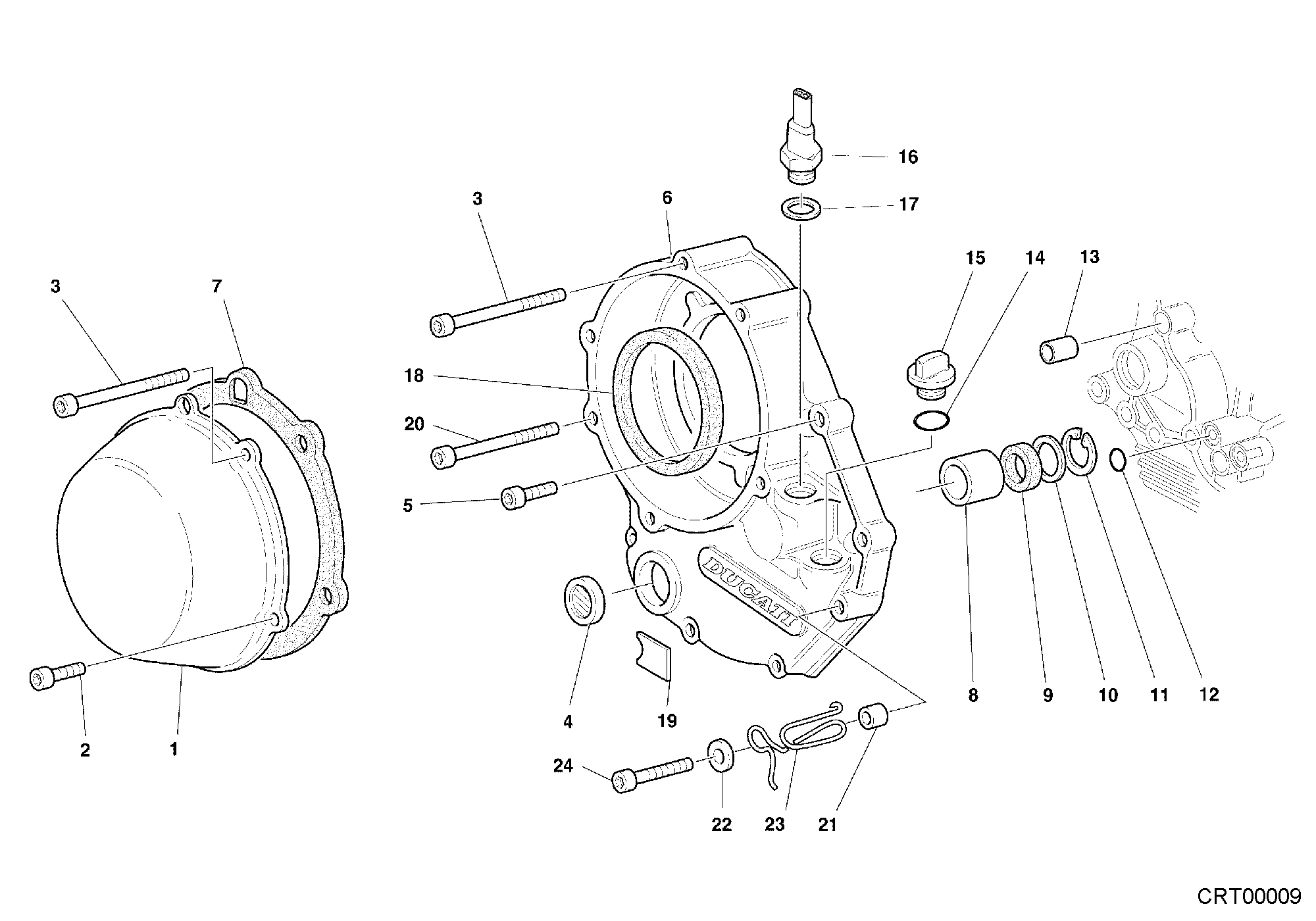 005 COUVERCLE EMBRAYAGE POUR SPORT TOURING ST4 2000