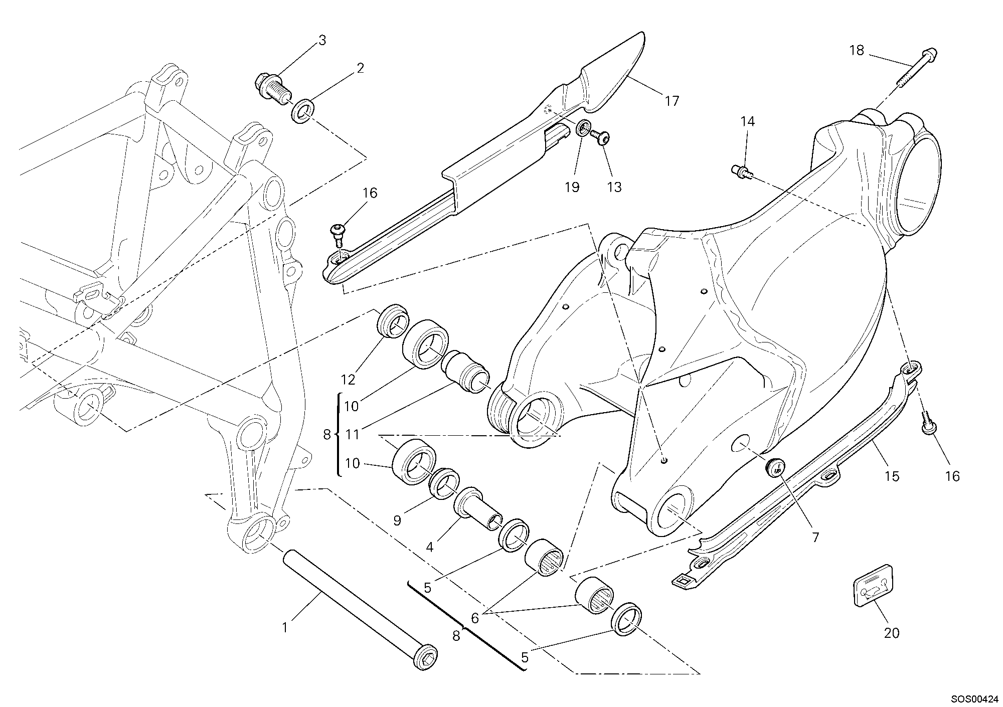 28A BRAS OSCILLANT POUR SUPERBIKE 1098 2008
