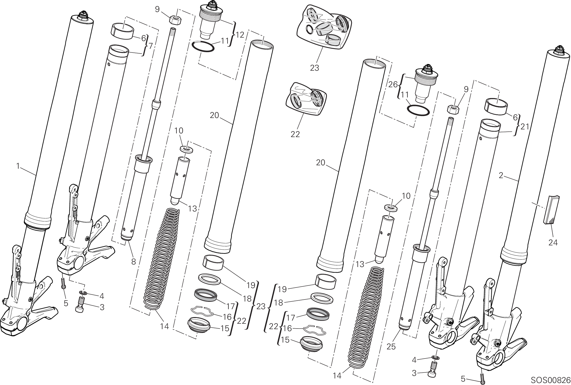 21A FOURCHE AVANT POUR MULTISTRADA V2 2022