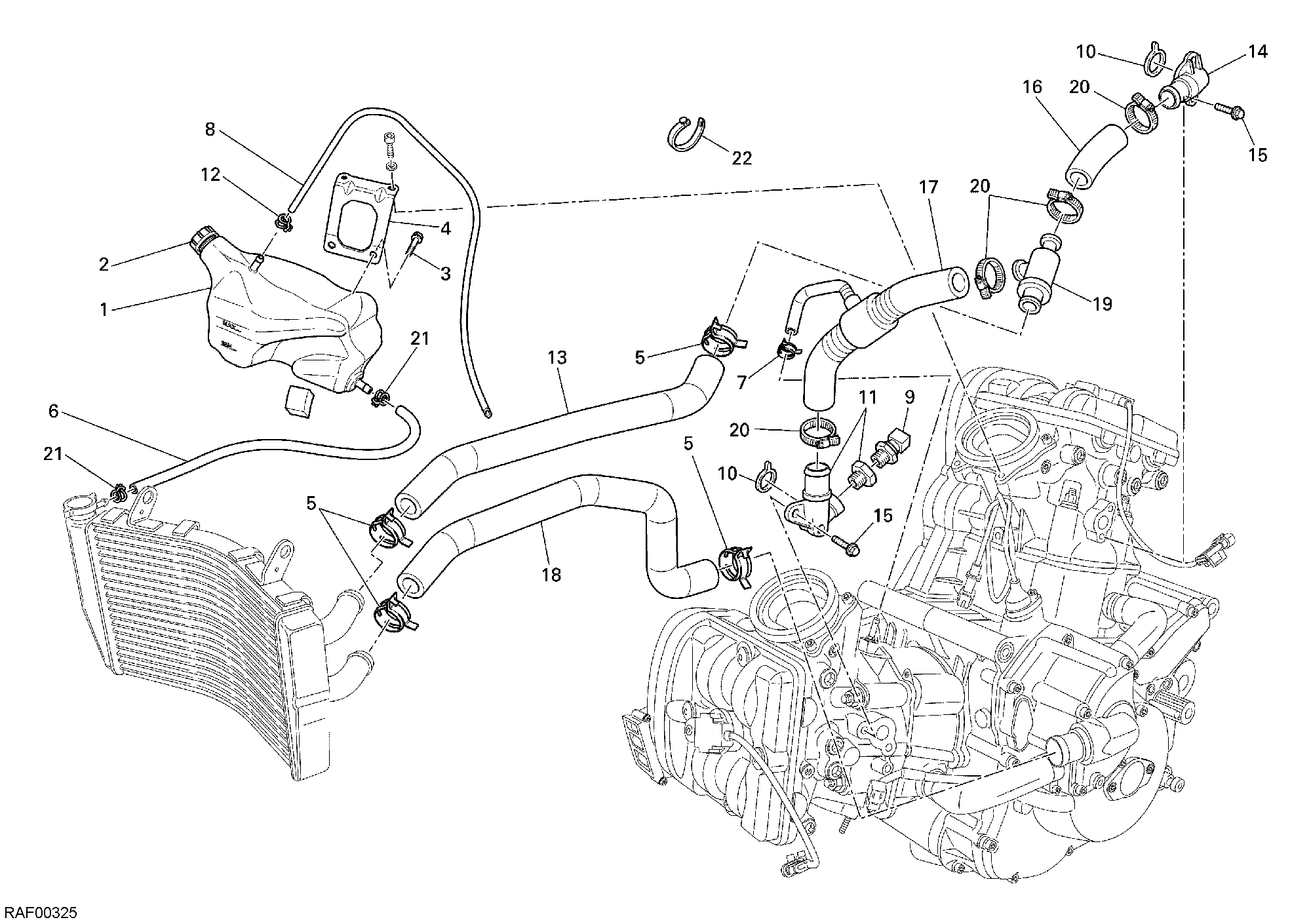 031 CIRCUIT DE REFROIDISSEMENT POUR SUPERBIKE 1098 R 2009