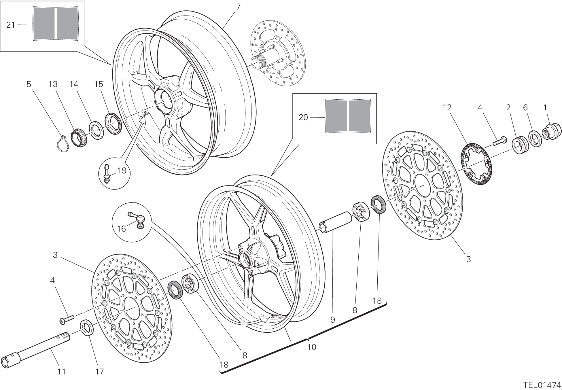 026 RUOTA ANTERIORE E POSTERIORE POUR SUPERSPORT 950 S 2021