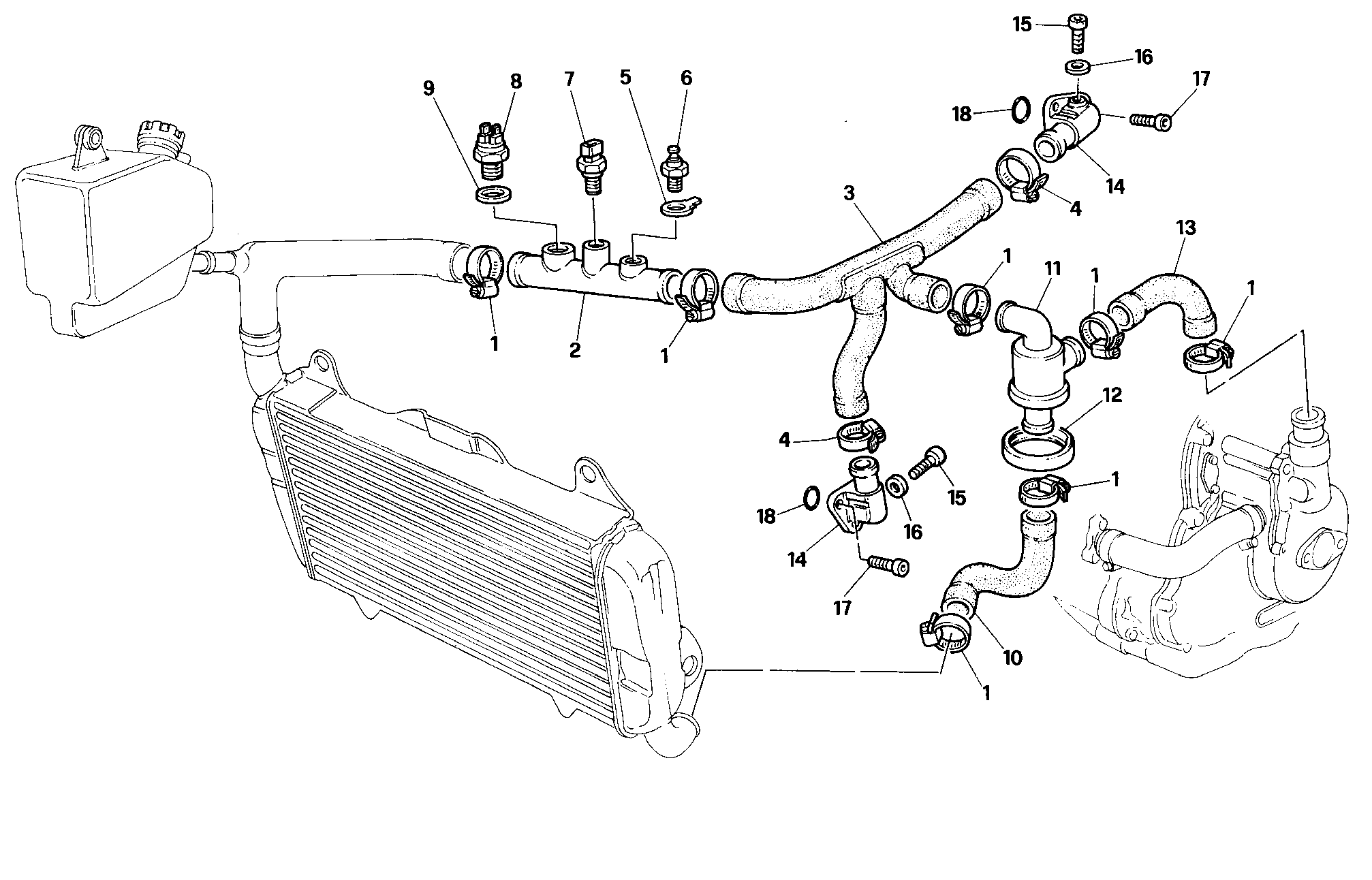 032 CIRCUIT DE REFROIDISSEMENT POUR SUPERBIKE 907 IE 1990