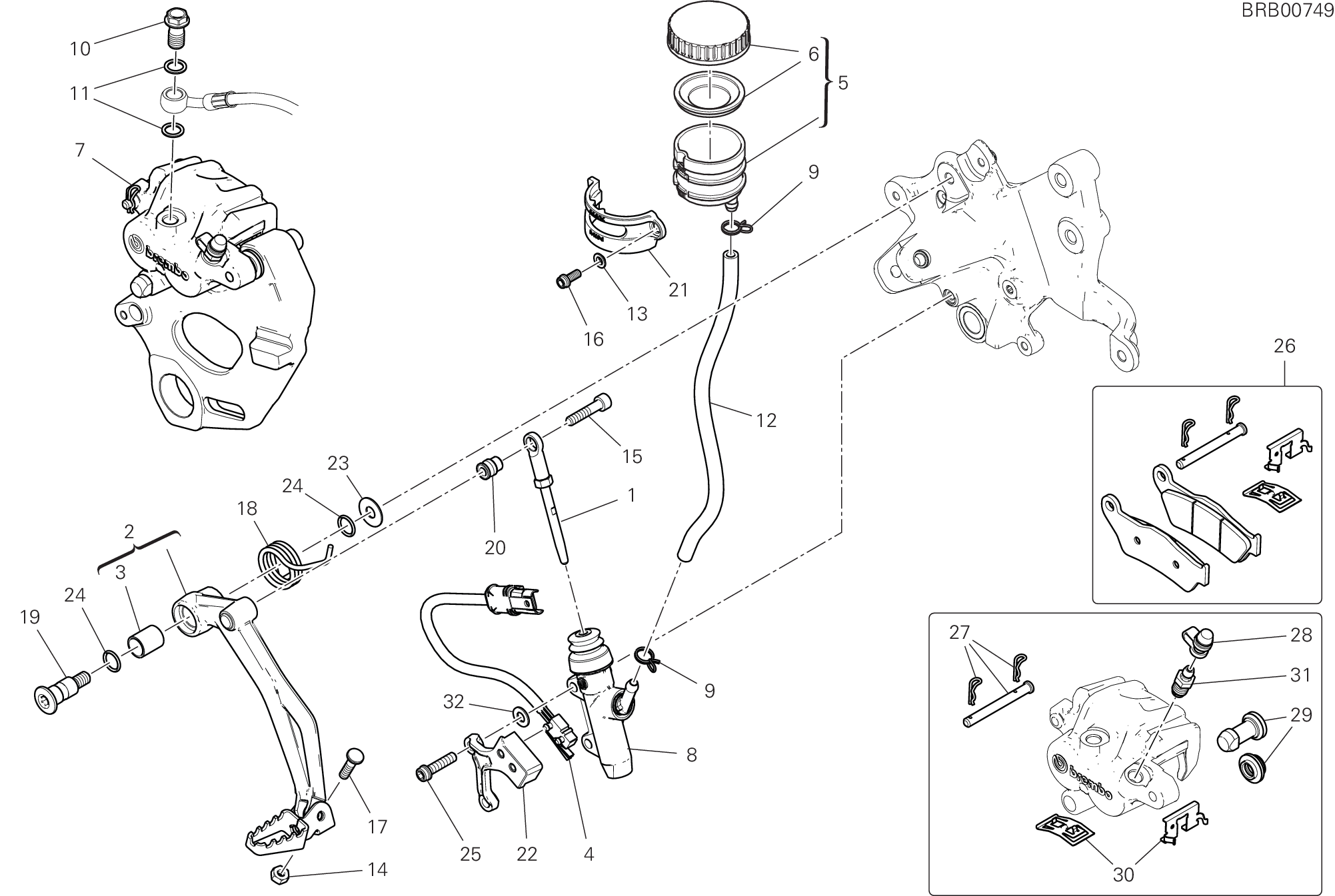 20D SYSTEME DE FREIN ARRIERE POUR MULTISTRADA V4 2024
