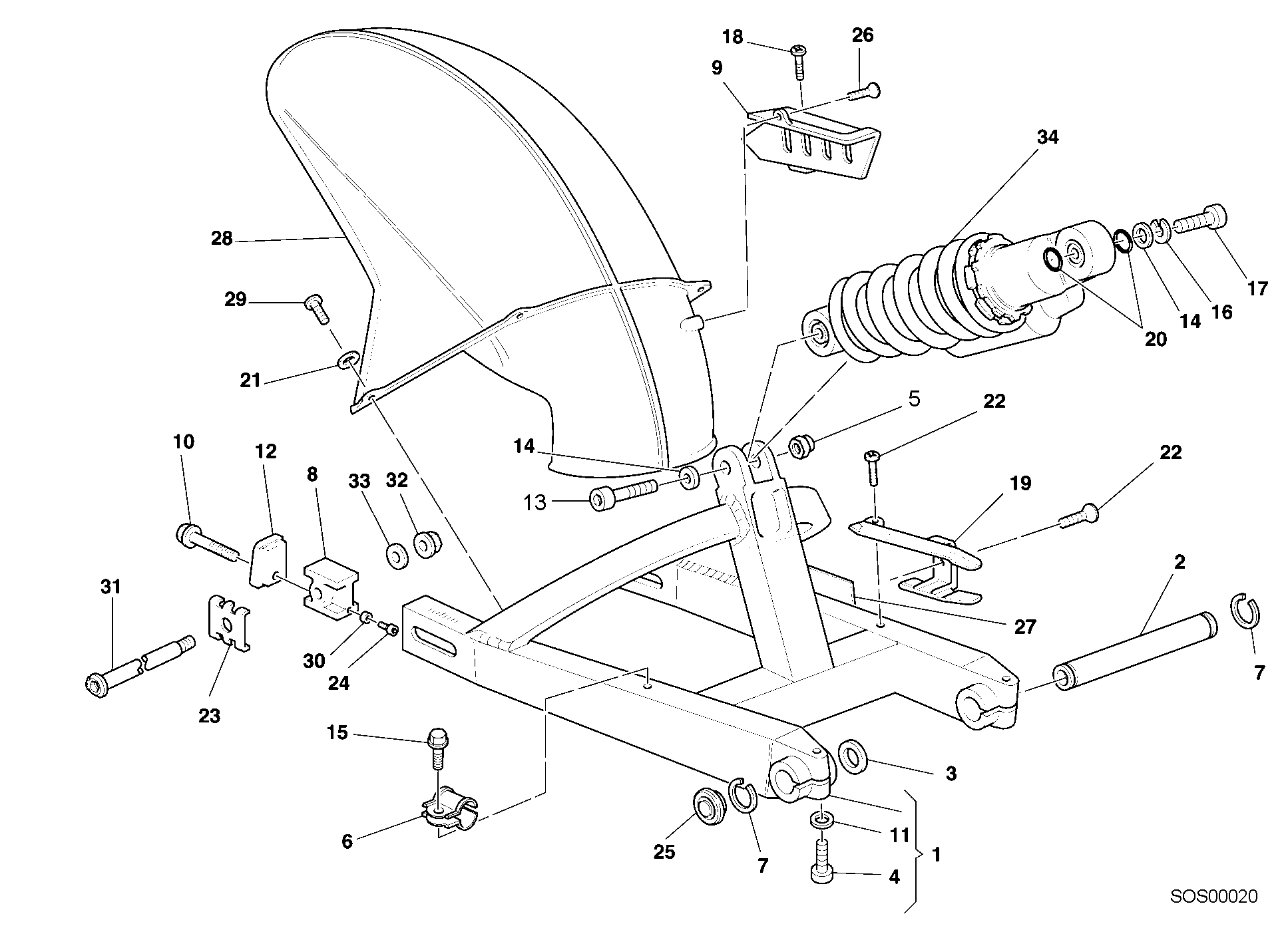 032 BRAS OSCILLANT POUR SUPERSPORT 750 S 2001