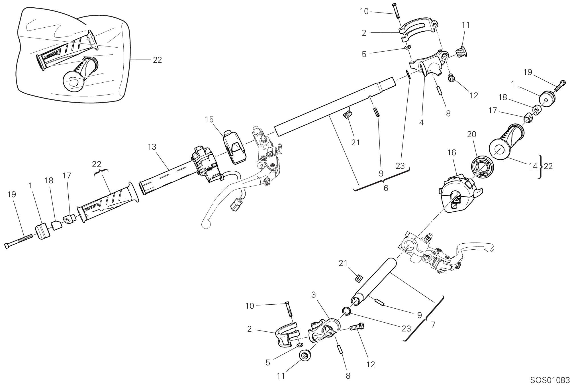 22A DEMI GUIDON POUR SUPERBIKE PANIGALE V4 2020