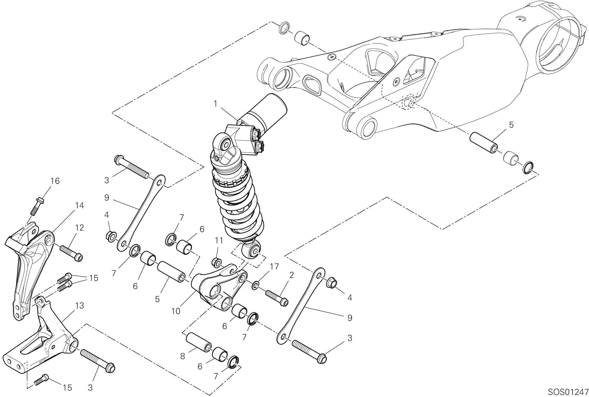 23A AMORTISSEUR ARRIERE POUR SUPERBIKE PANIGALE V4 R 2023