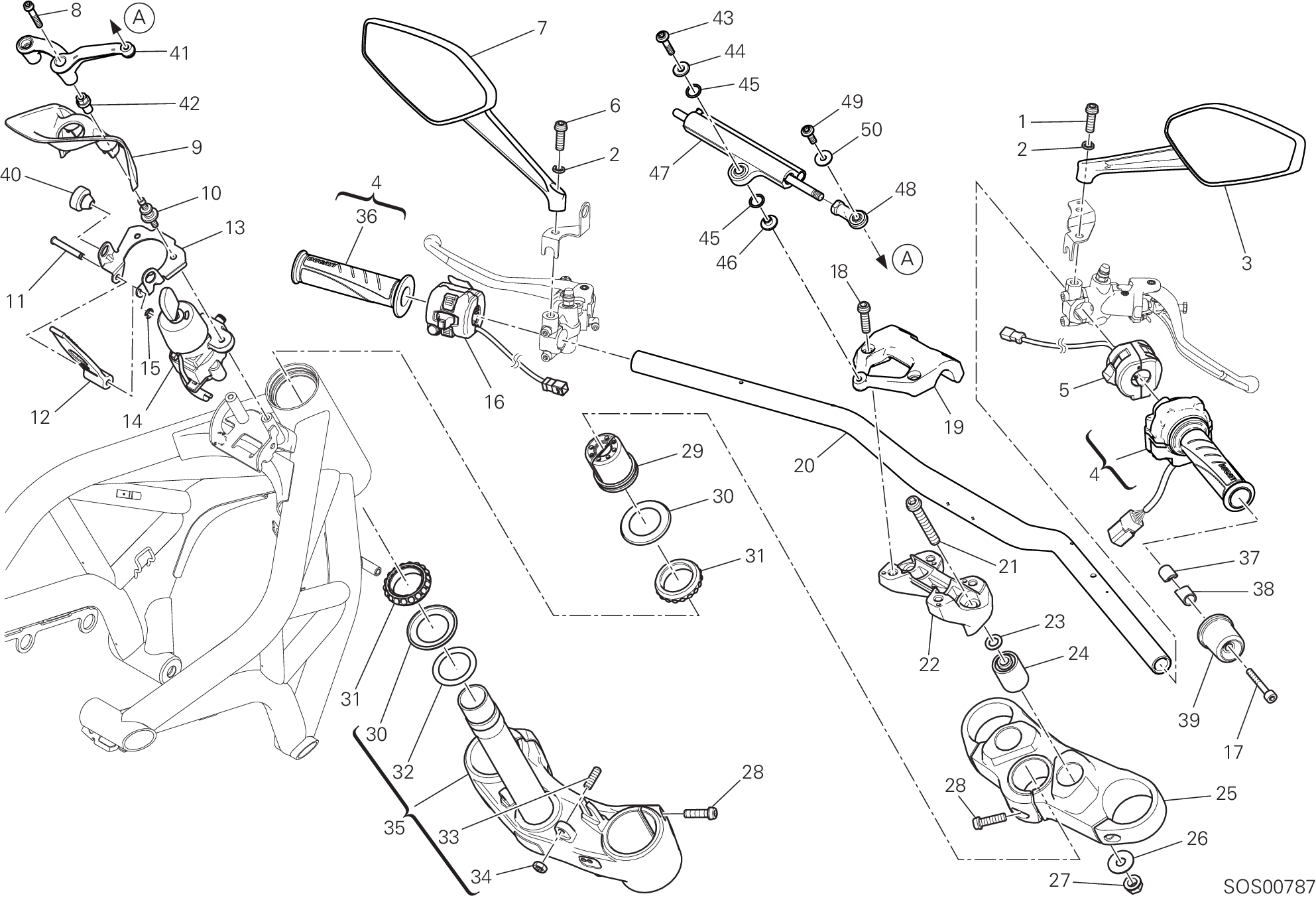 021 GUIDON ET COMMANDES POUR MONSTER 1200 R 2016