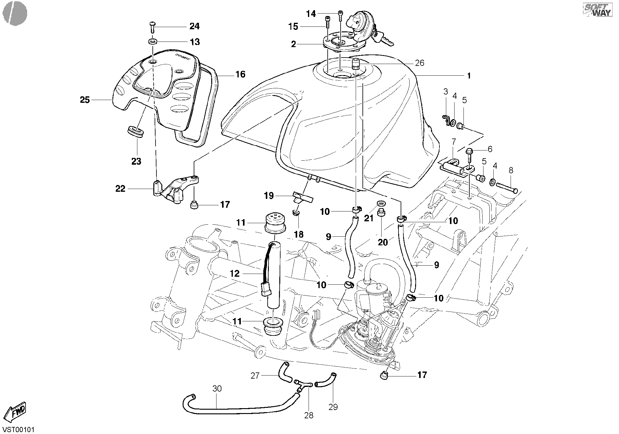 041 RESERVOIR CARBURANT POUR SPORT TOURING ST4 2002