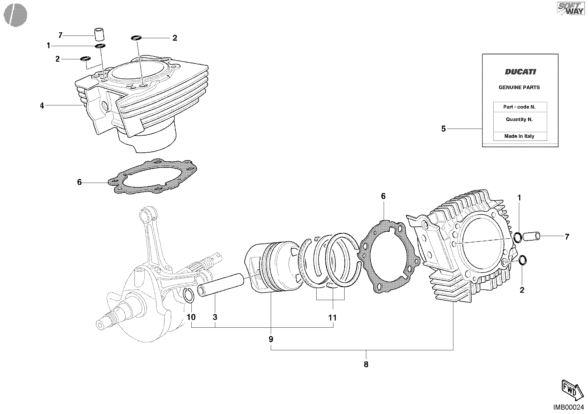 007 CYLINDRE PISTON POUR MONSTER 400 2004