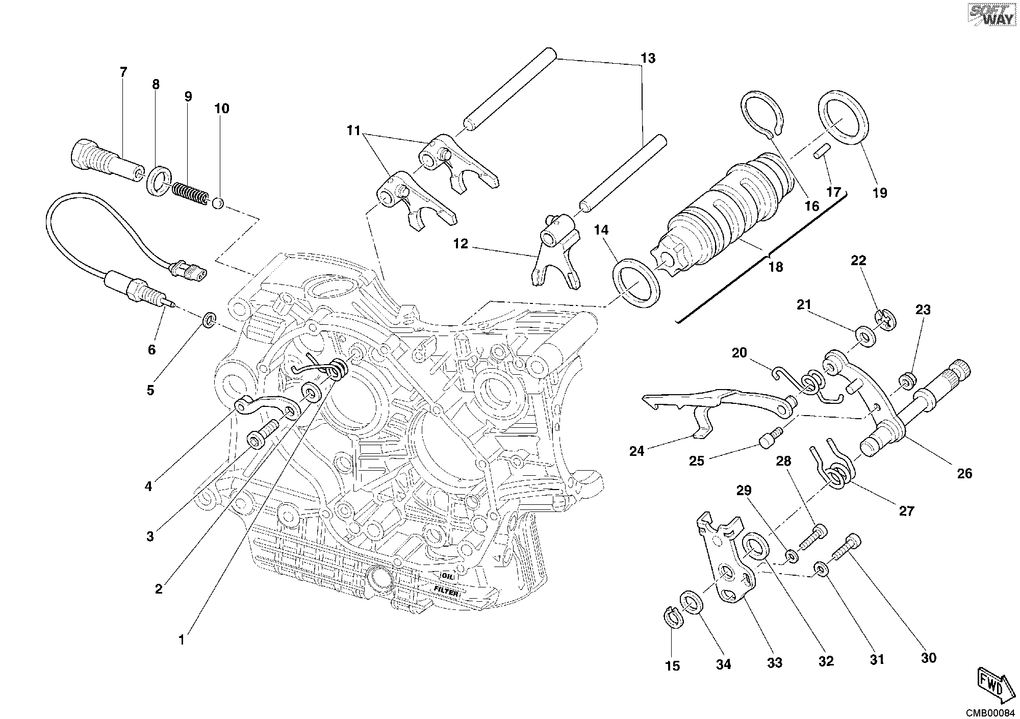002 TAMBOUR CHANGEMENT VITESSE FOURCHETTE POUR SUPERBIKE 999 2004