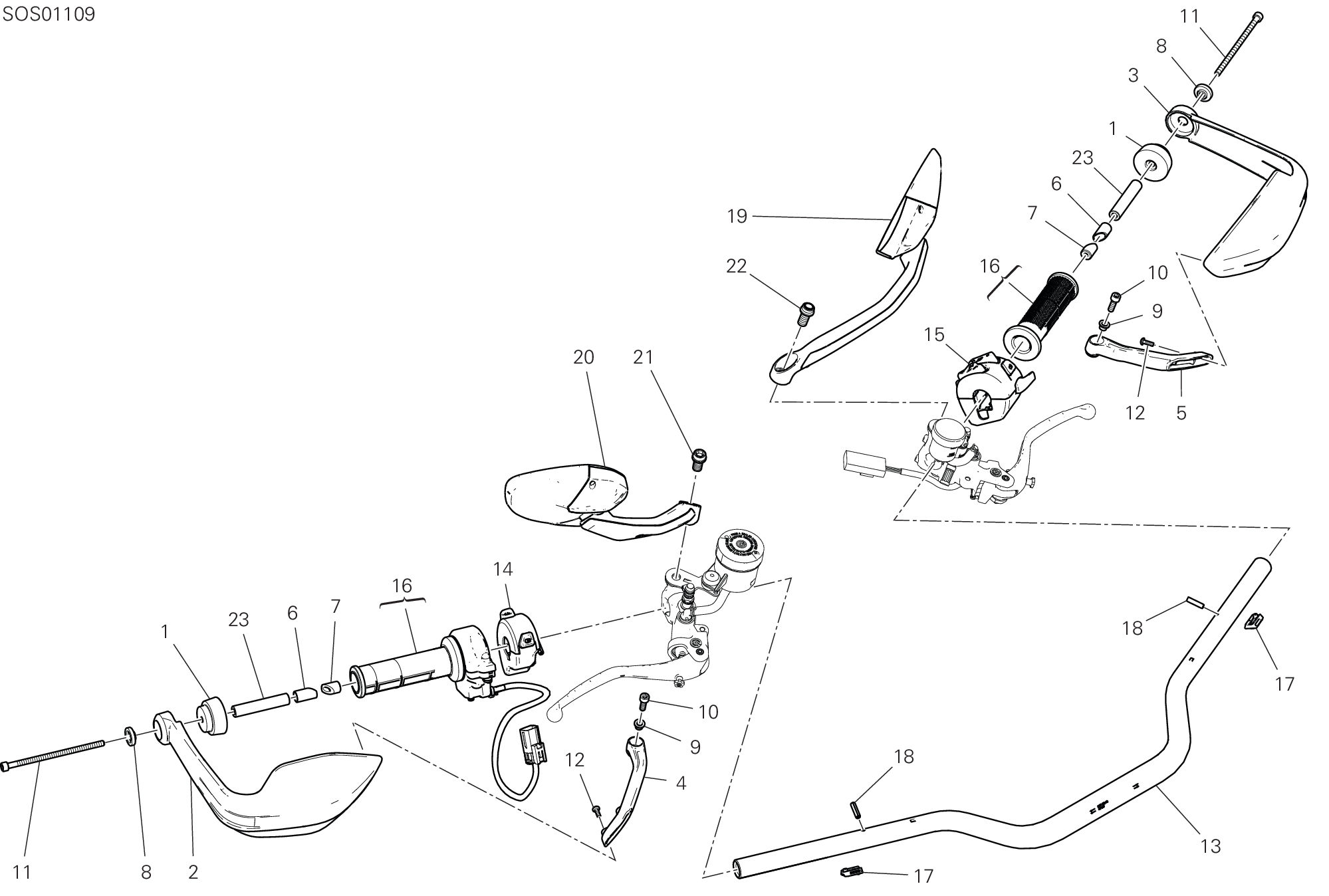 22A GUIDON ET COMMANDES POUR MULTISTRADA V4 PIKES PEAK 2022