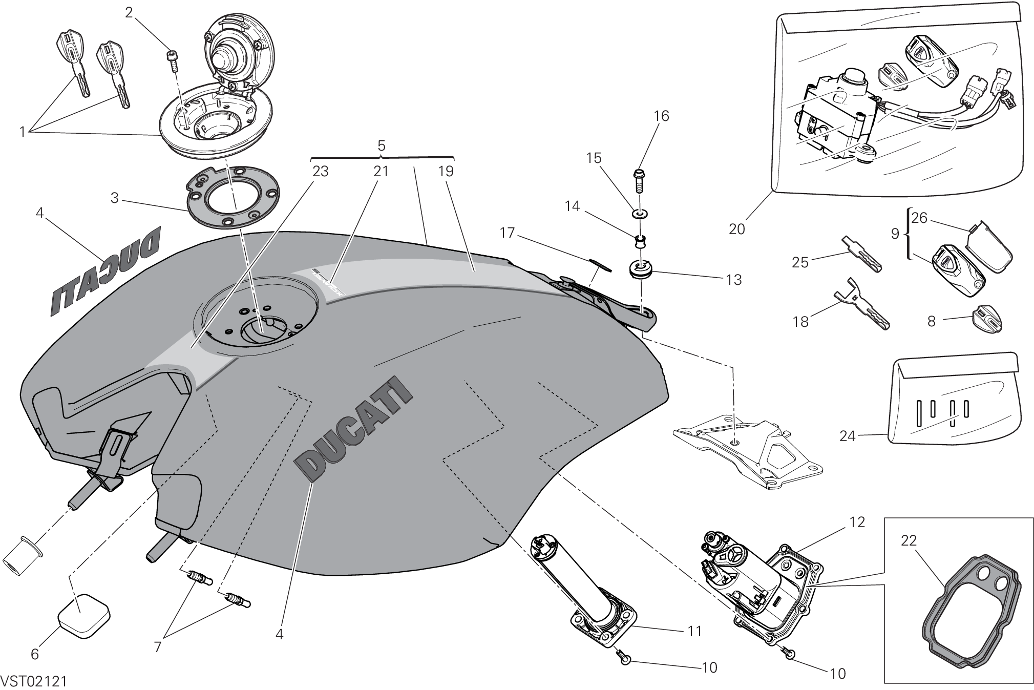 032 RESERVOIR CARBURANT POUR XDIAVEL S 2021